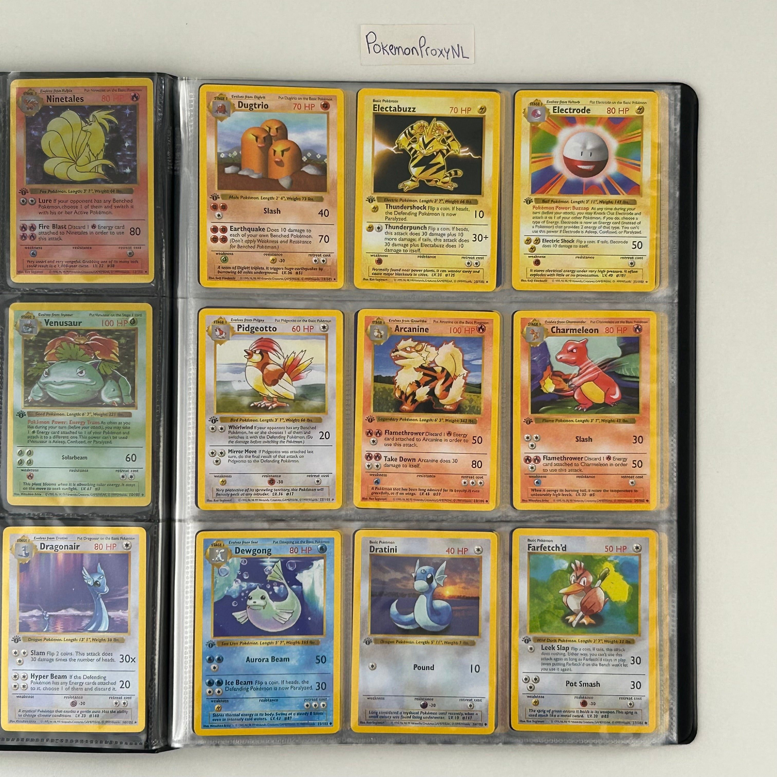 Complete set: Base Set (first edition) (BS) / PROXY Pokémon TCG card(s)