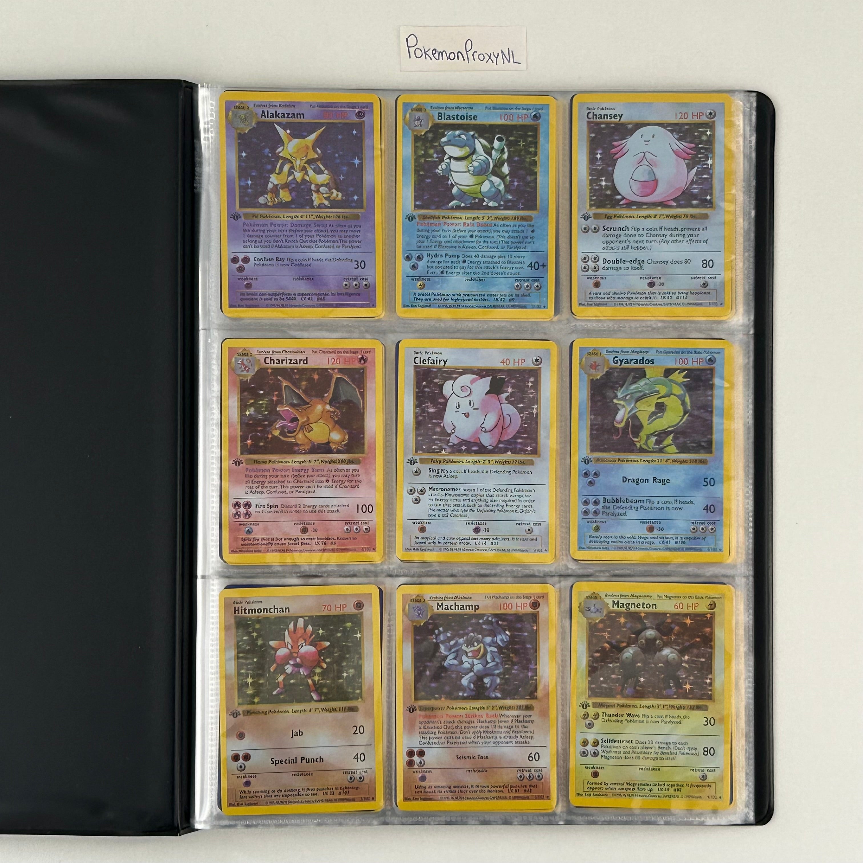 Complete set: Base Set (first edition) (BS) / PROXY Pokémon TCG card(s)