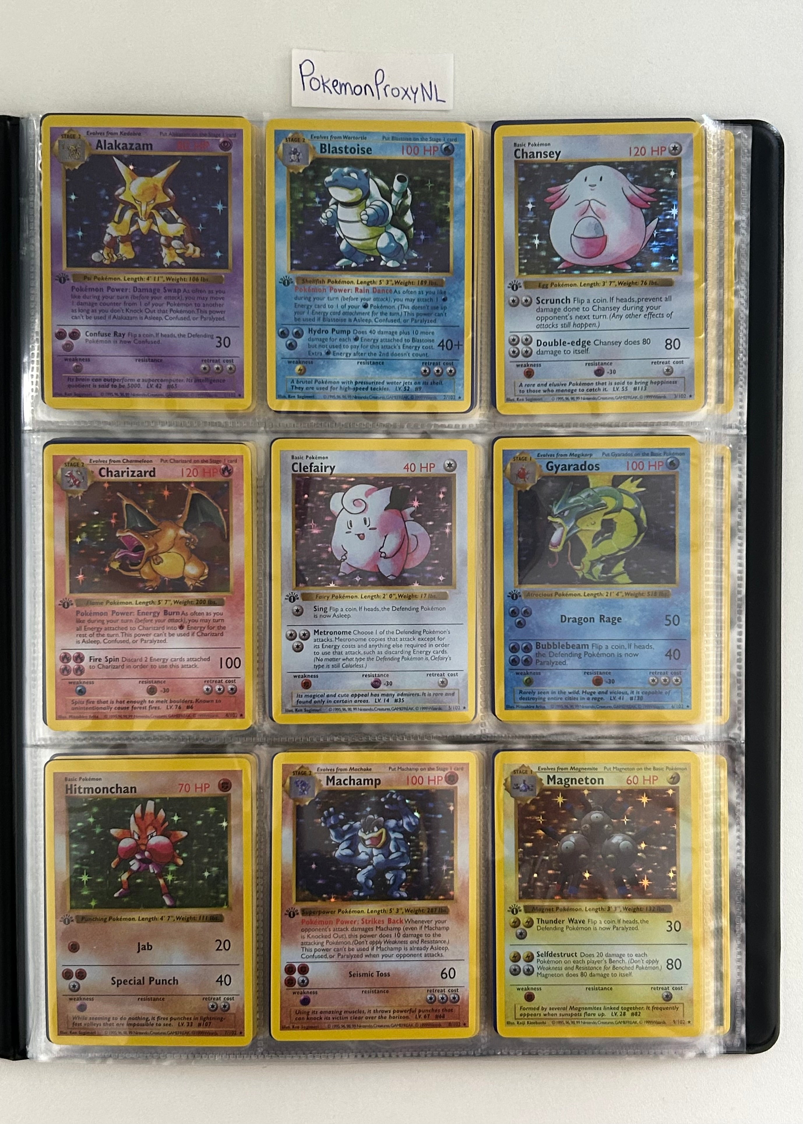 Complete Base Set (1st) bundle (shadowless) / Base Set / 1/102 - 102/102 / 1999 / PROXY Pokémon TCG card(s)