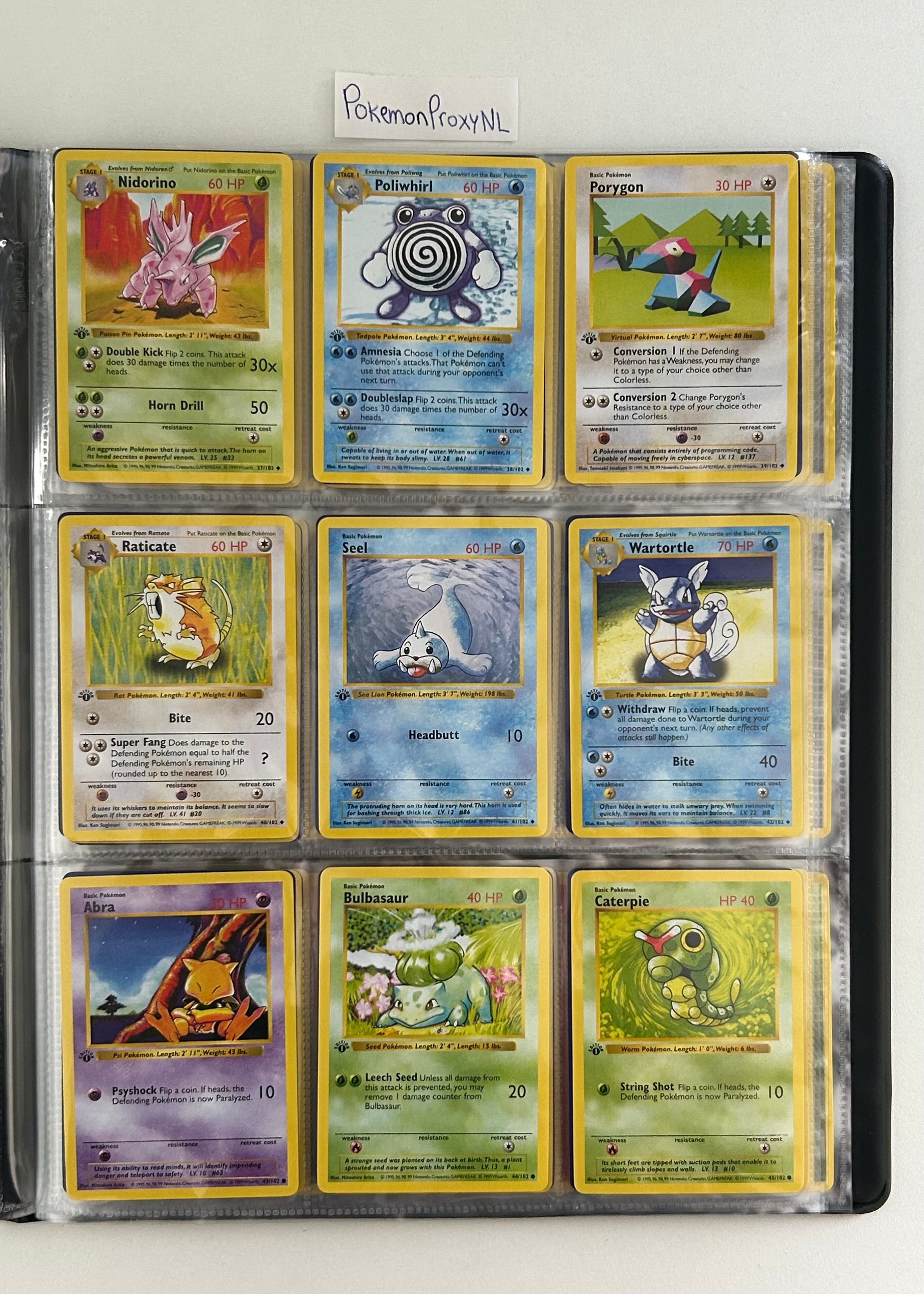 Complete set: Base Set Set (first edition + shadowless) (BS) / 1/102 - 102/102 / 1999 / PROXY Pokémon TCG card(s)