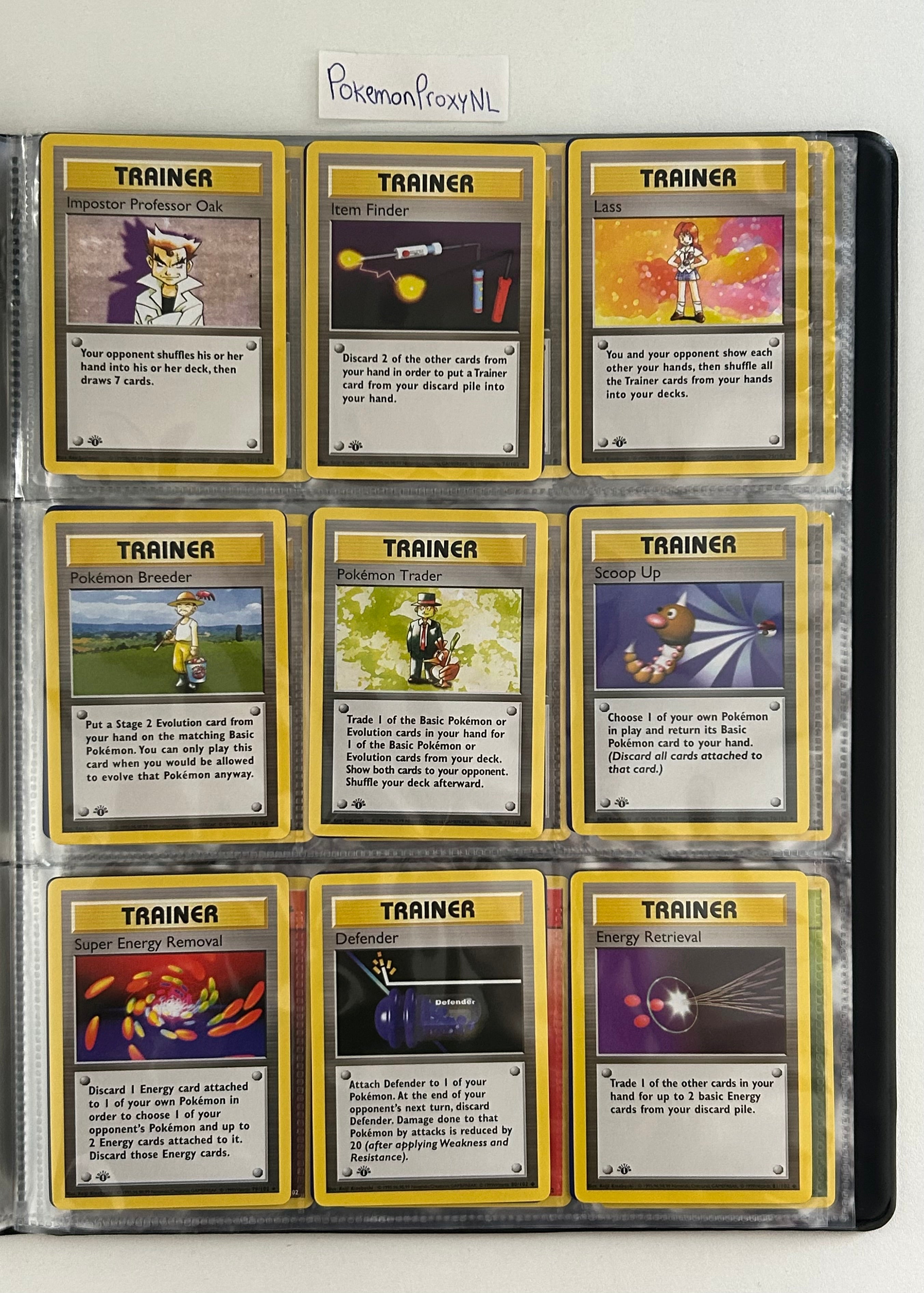 Complete set: Base Set Set (first edition + shadowless) (BS) / 1/102 - 102/102 / 1999 / PROXY Pokémon TCG card(s)