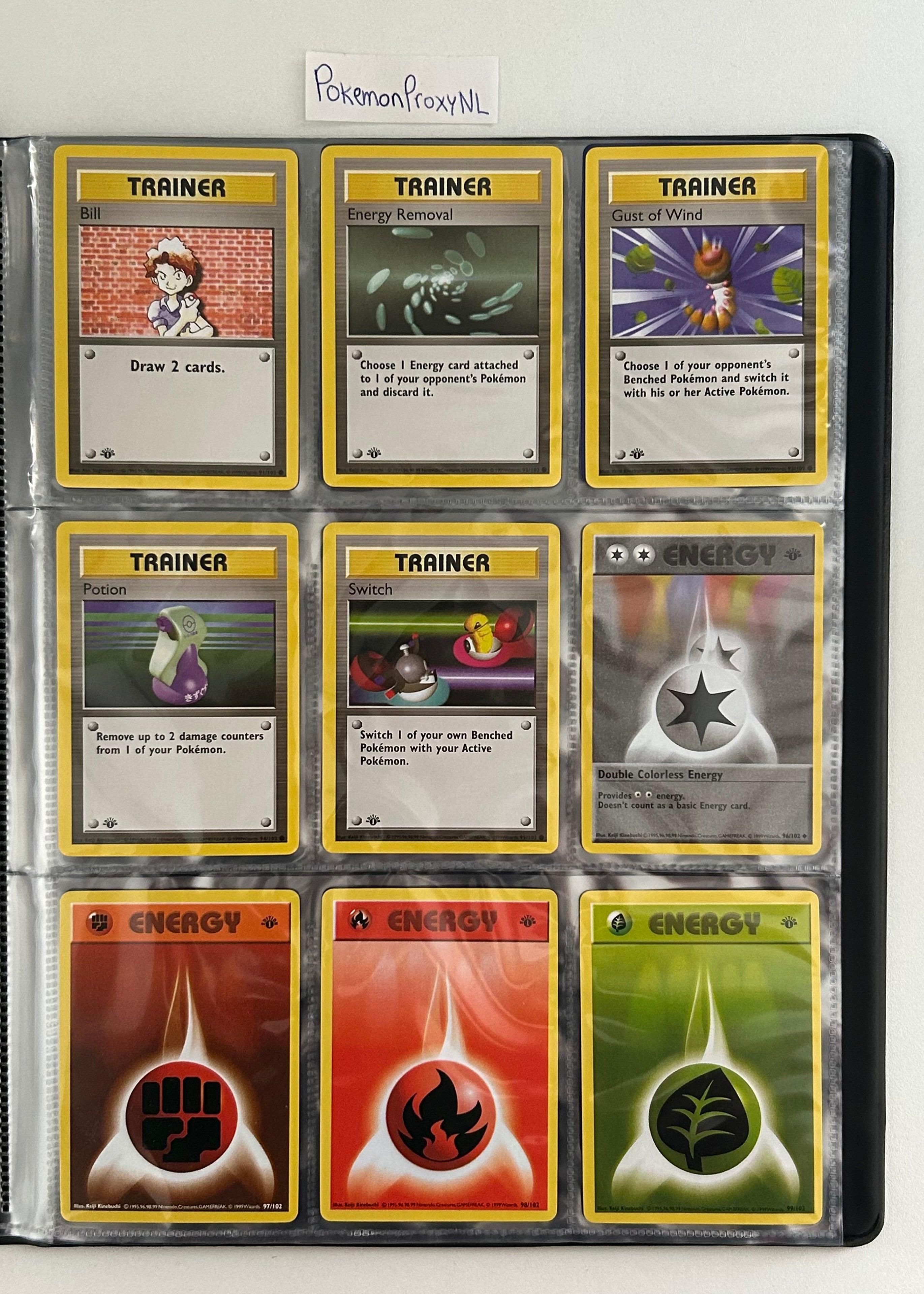 Complete set: Base Set Set (first edition + shadowless) (BS) / 1/102 - 102/102 / 1999 / PROXY Pokémon TCG card(s)