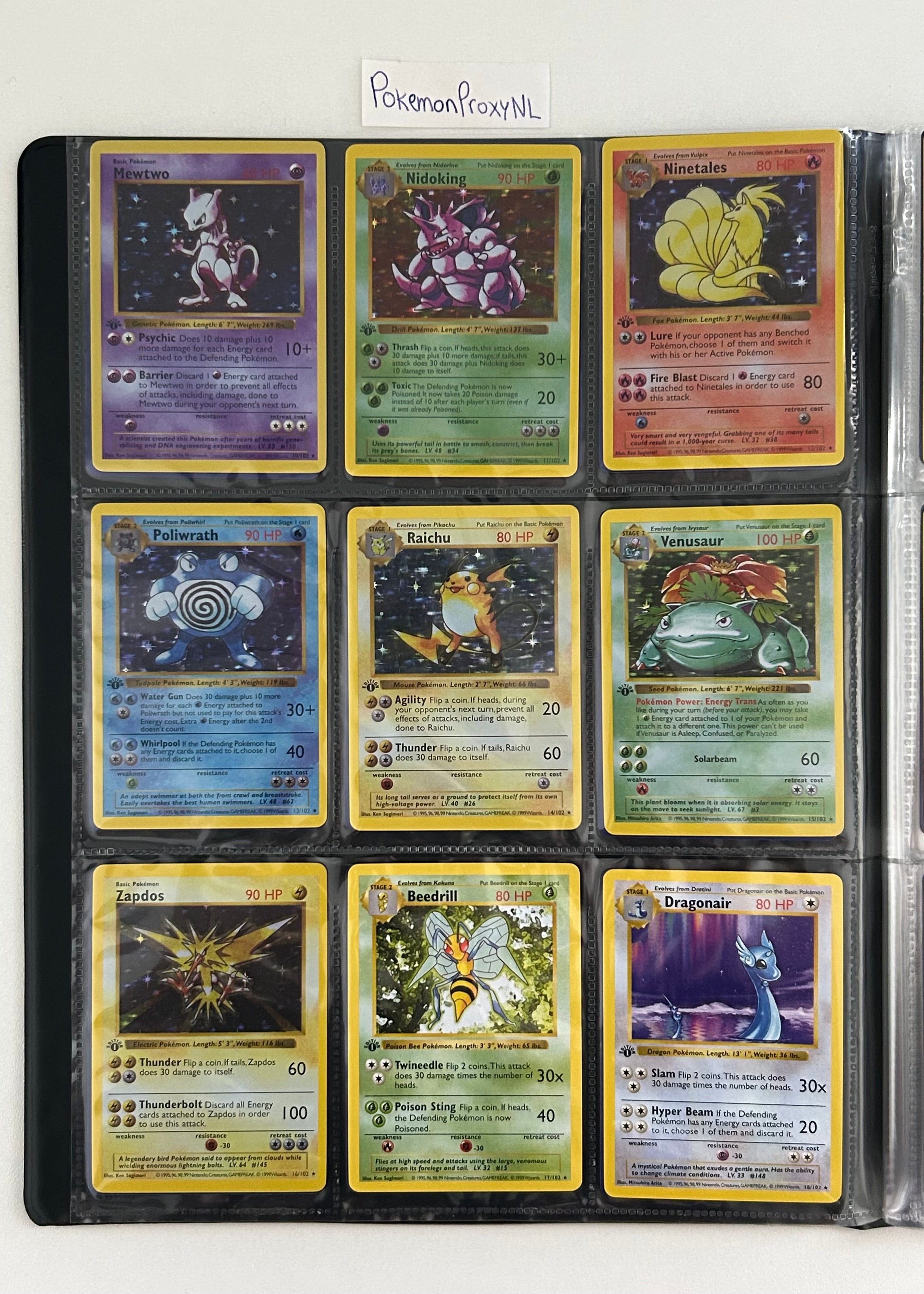 Complete Base Set (1st) bundle (shadowless) / Base Set / 1/102 - 102/102 / 1999 / PROXY Pokémon TCG card(s)