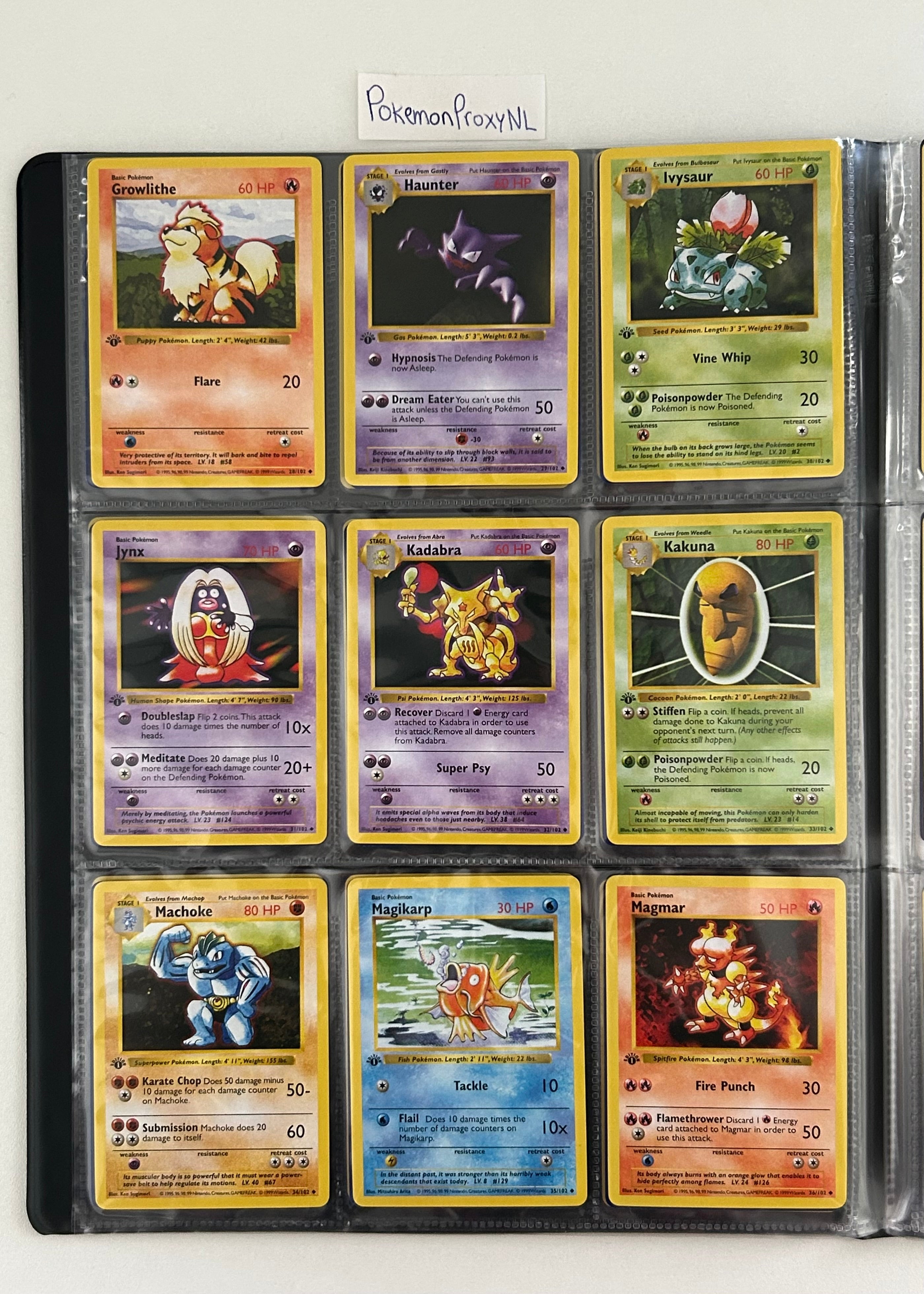 Complete Base Set (1st) bundle (shadowless) / Base Set / 1/102 - 102/102 / 1999 / PROXY Pokémon TCG card(s)