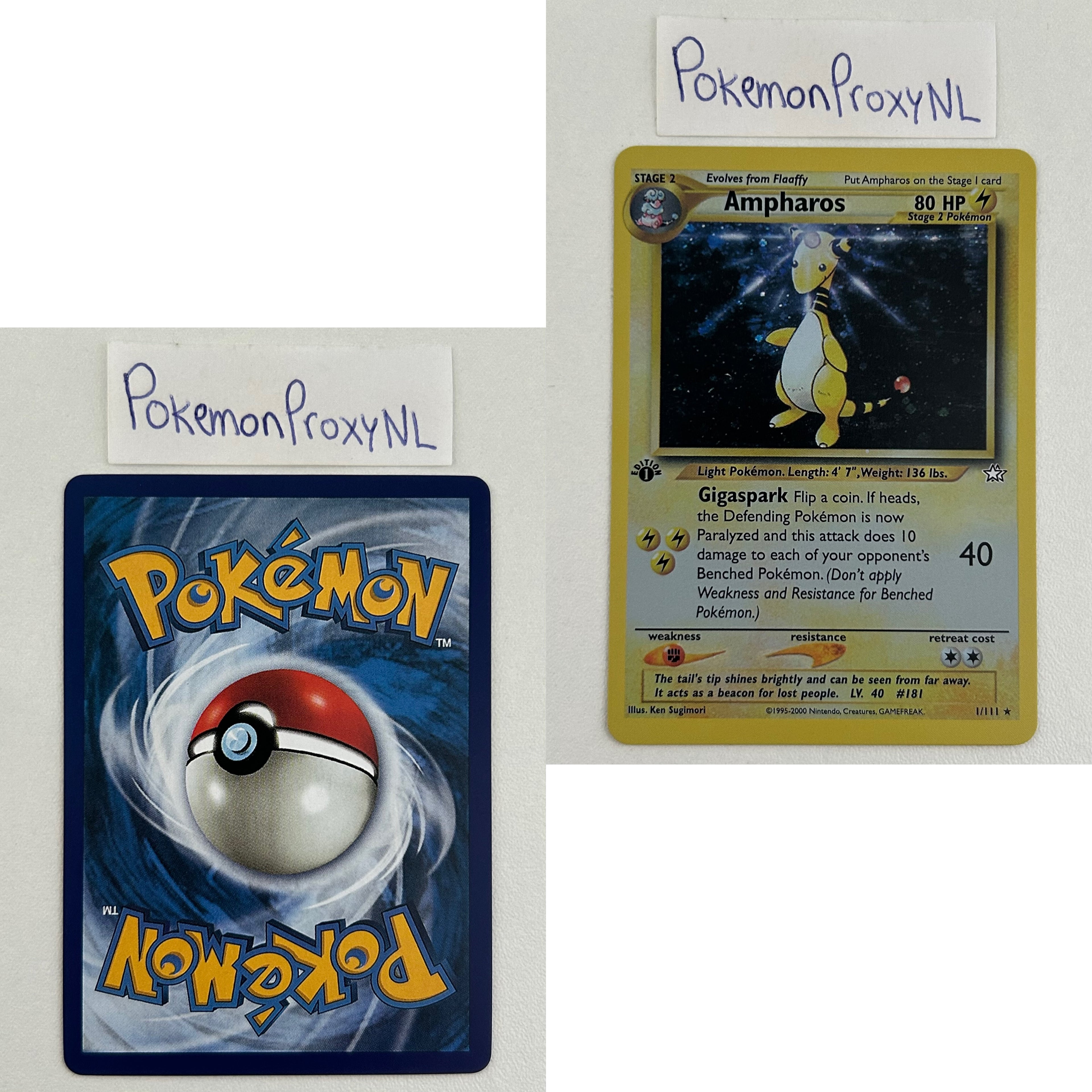 Neo Genesis Set (first edition) (N1) / 1/111 - 111/111 / 2000 / PROXY Pokémon TCG card(s)