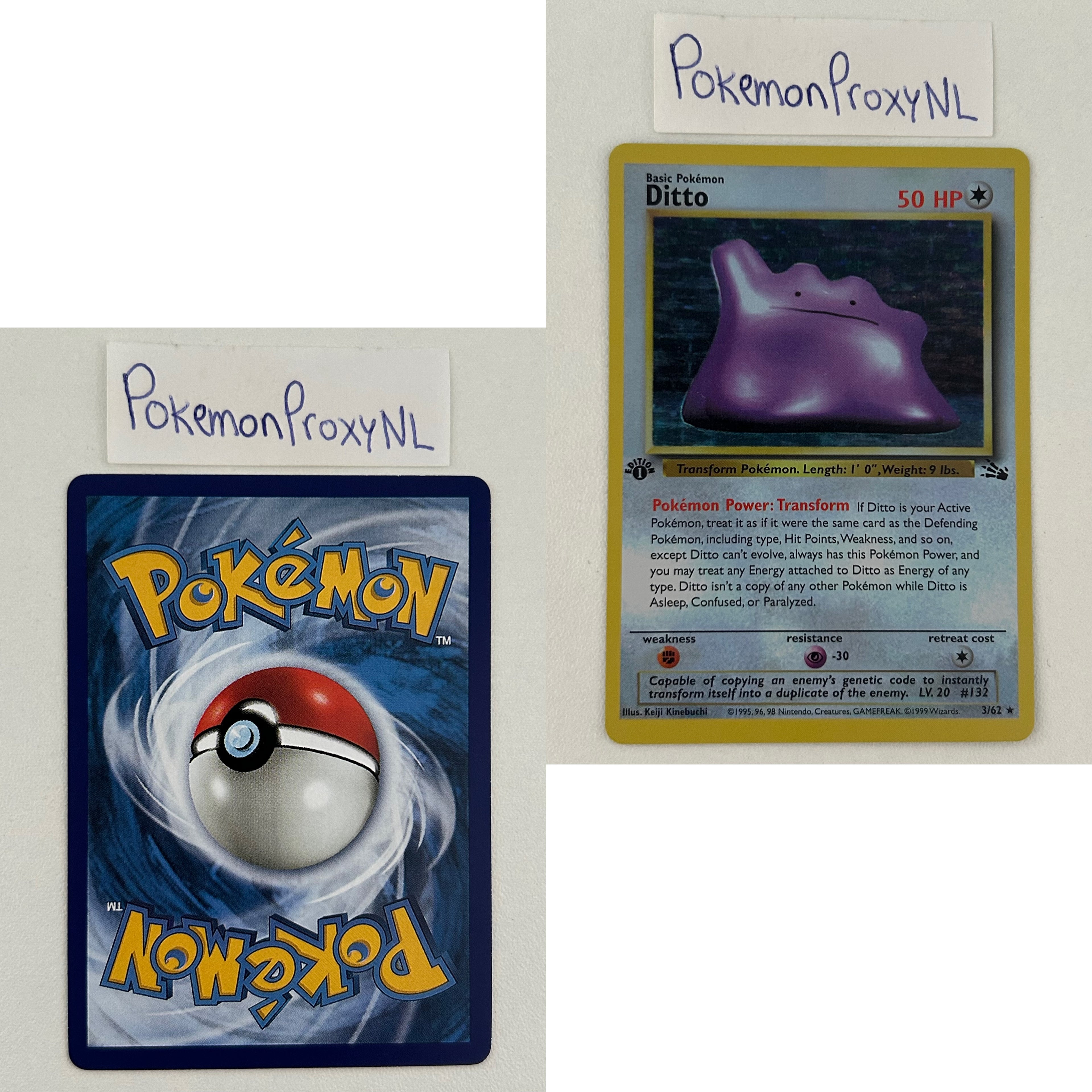 Fossil Set (first edition) (FO) / 1/62 - 62/62 / 1999 / PROXY Pokémon TCG card(s)