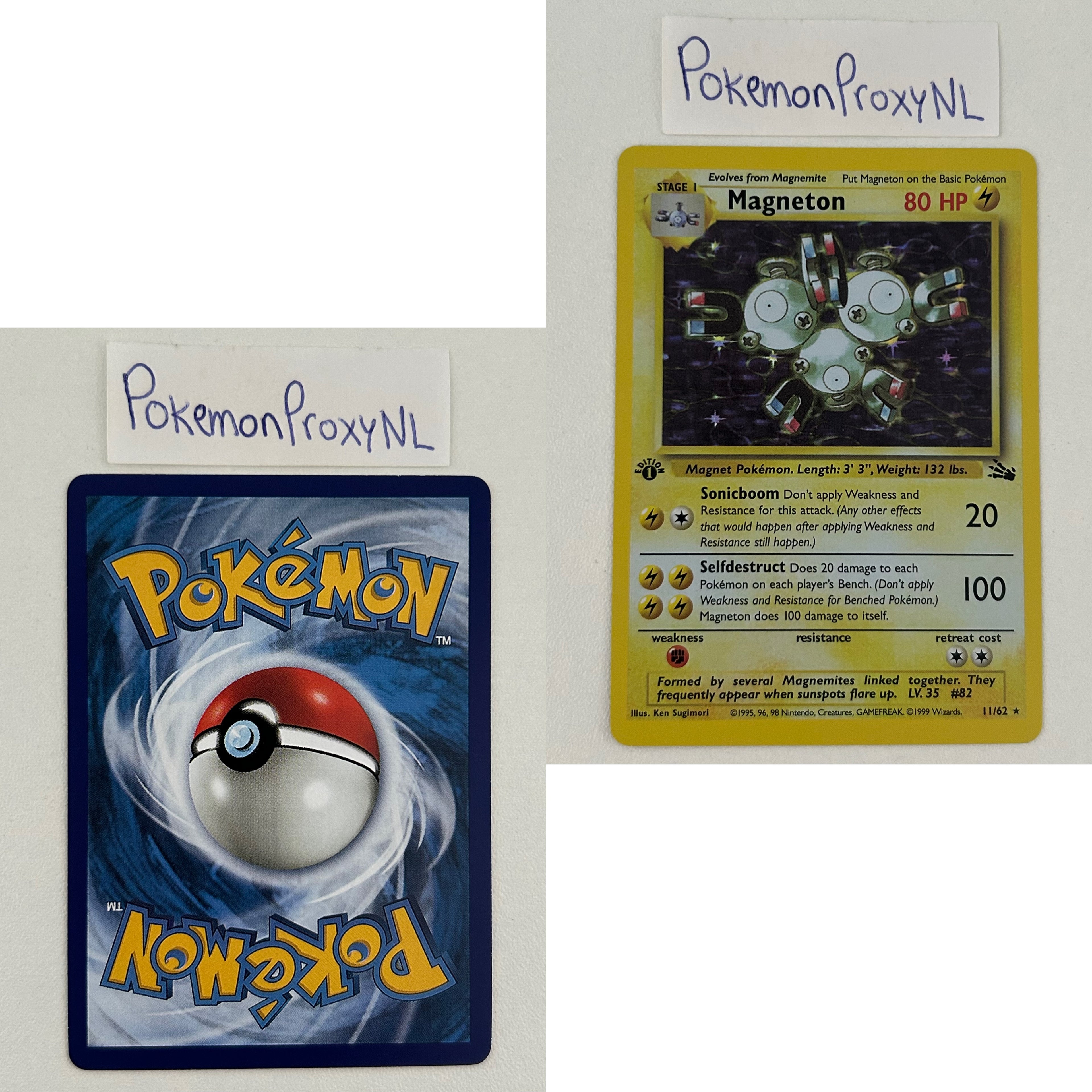 Fossil Set (first edition) (FO) / 1/62 - 62/62 / 1999 / PROXY Pokémon TCG card(s)