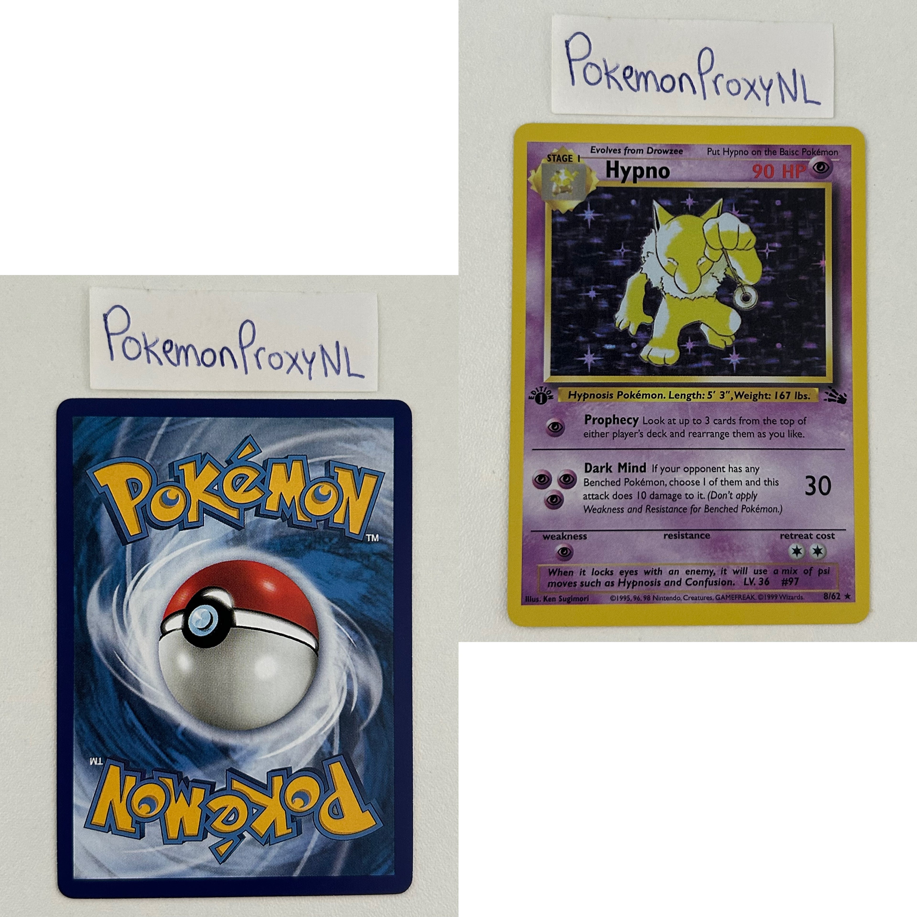 Fossil Set (first edition) (FO) / 1/62 - 62/62 / 1999 / PROXY Pokémon TCG card(s)