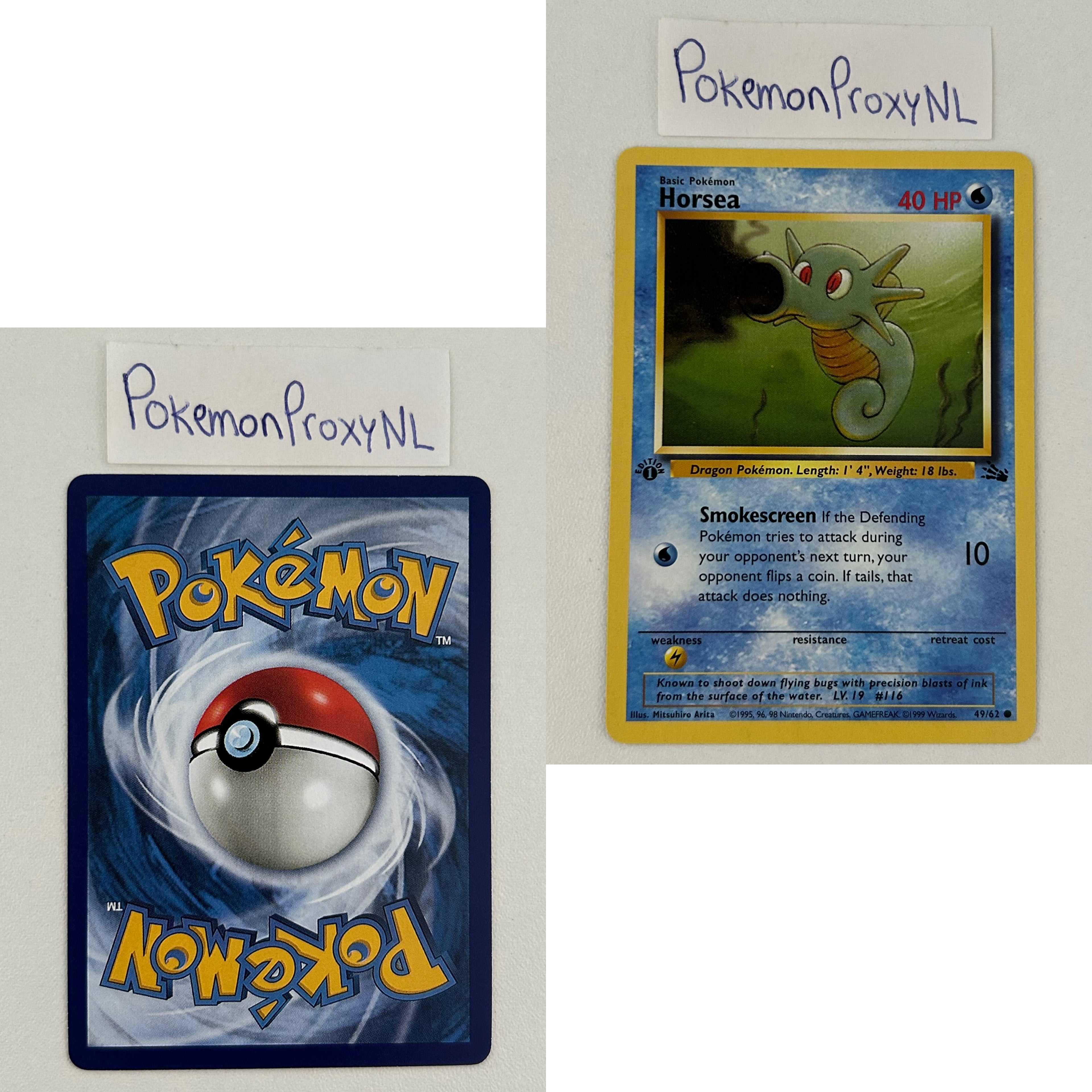 Fossil Set (first edition) (FO) / 1/62 - 62/62 / 1999 / PROXY Pokémon TCG card(s)