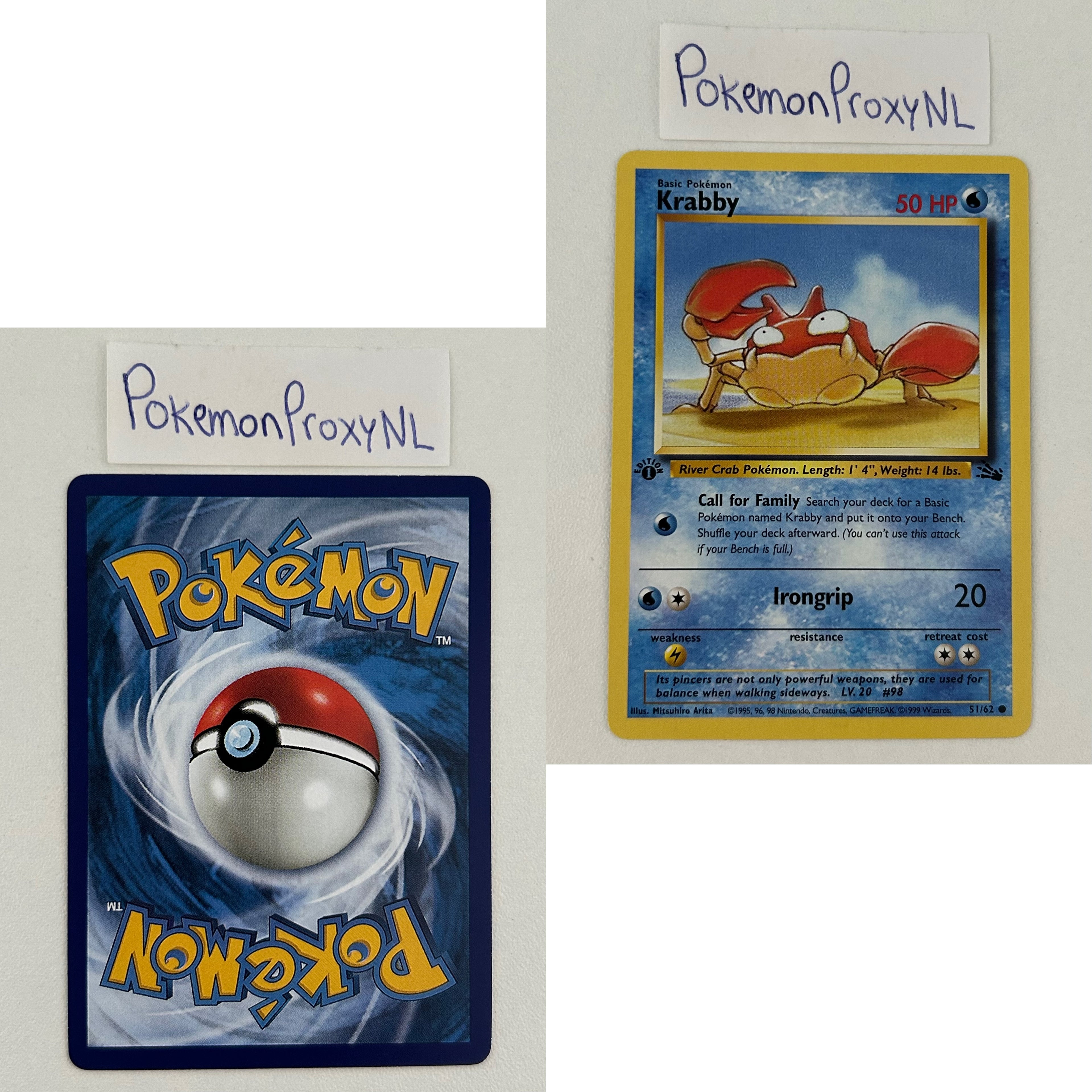 Fossil Set (first edition) (FO) / 1/62 - 62/62 / 1999 / PROXY Pokémon TCG card(s)