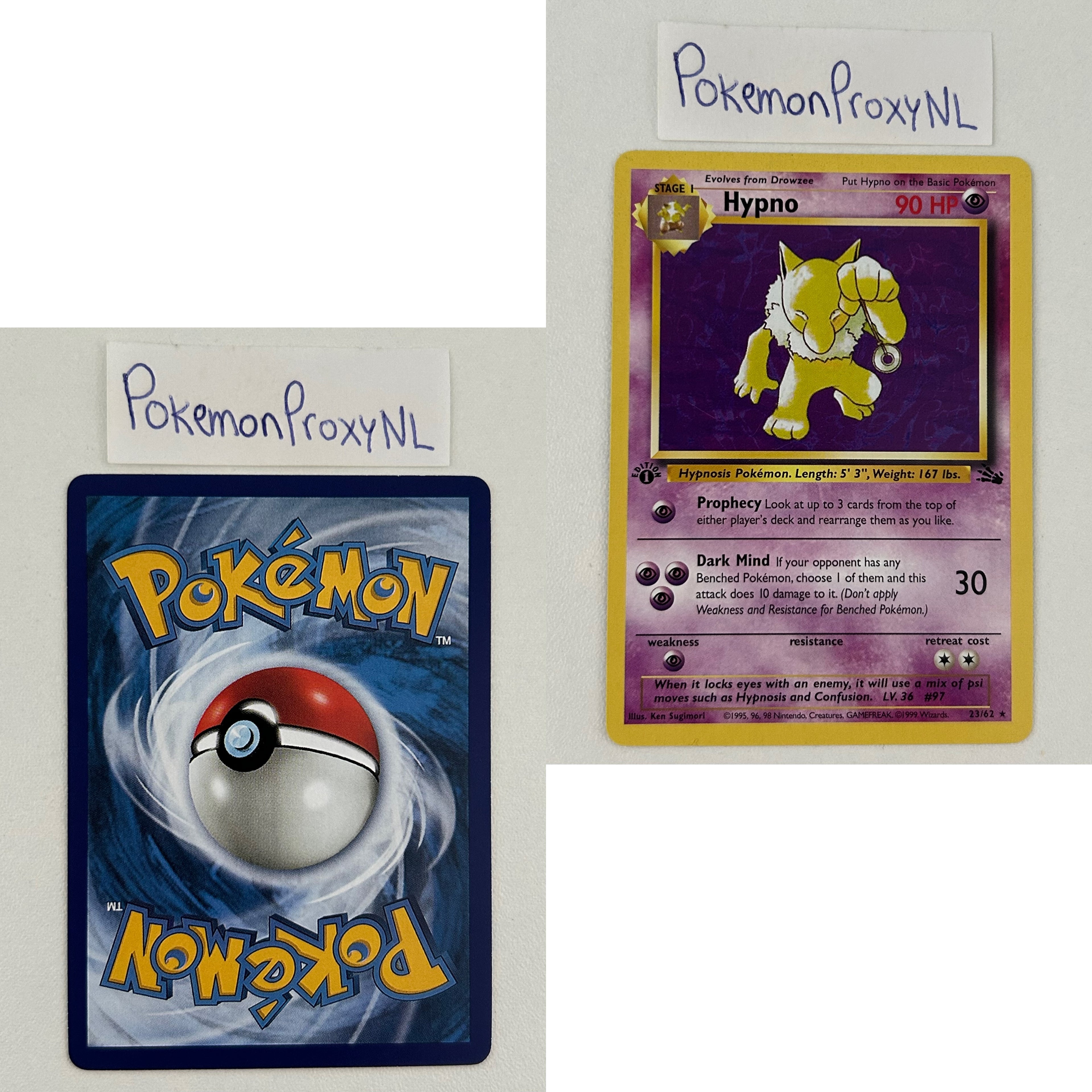 Fossil Set (first edition) (FO) / 1/62 - 62/62 / 1999 / PROXY Pokémon TCG card(s)