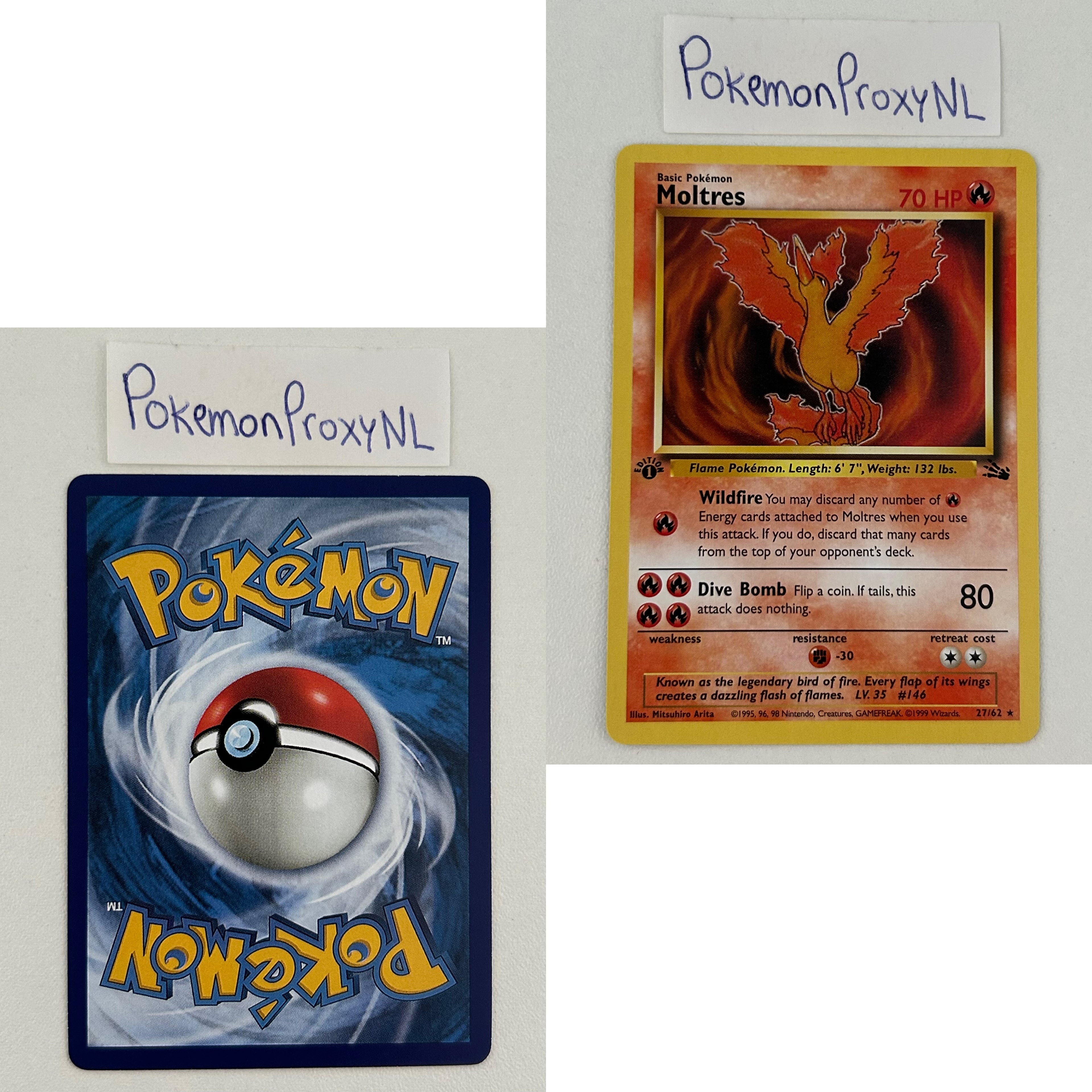 Fossil Set (first edition) (FO) / 1/62 - 62/62 / 1999 / PROXY Pokémon TCG card(s)