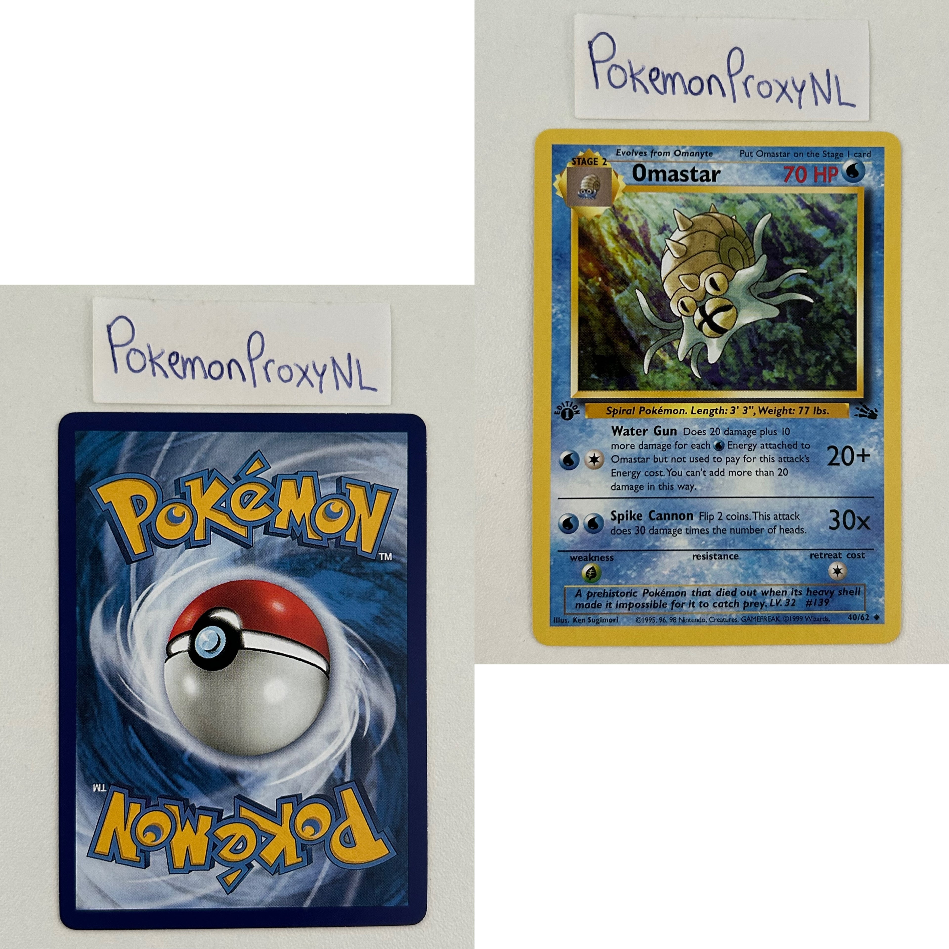 Fossil Set (first edition) (FO) / 1/62 - 62/62 / 1999 / PROXY Pokémon TCG card(s)