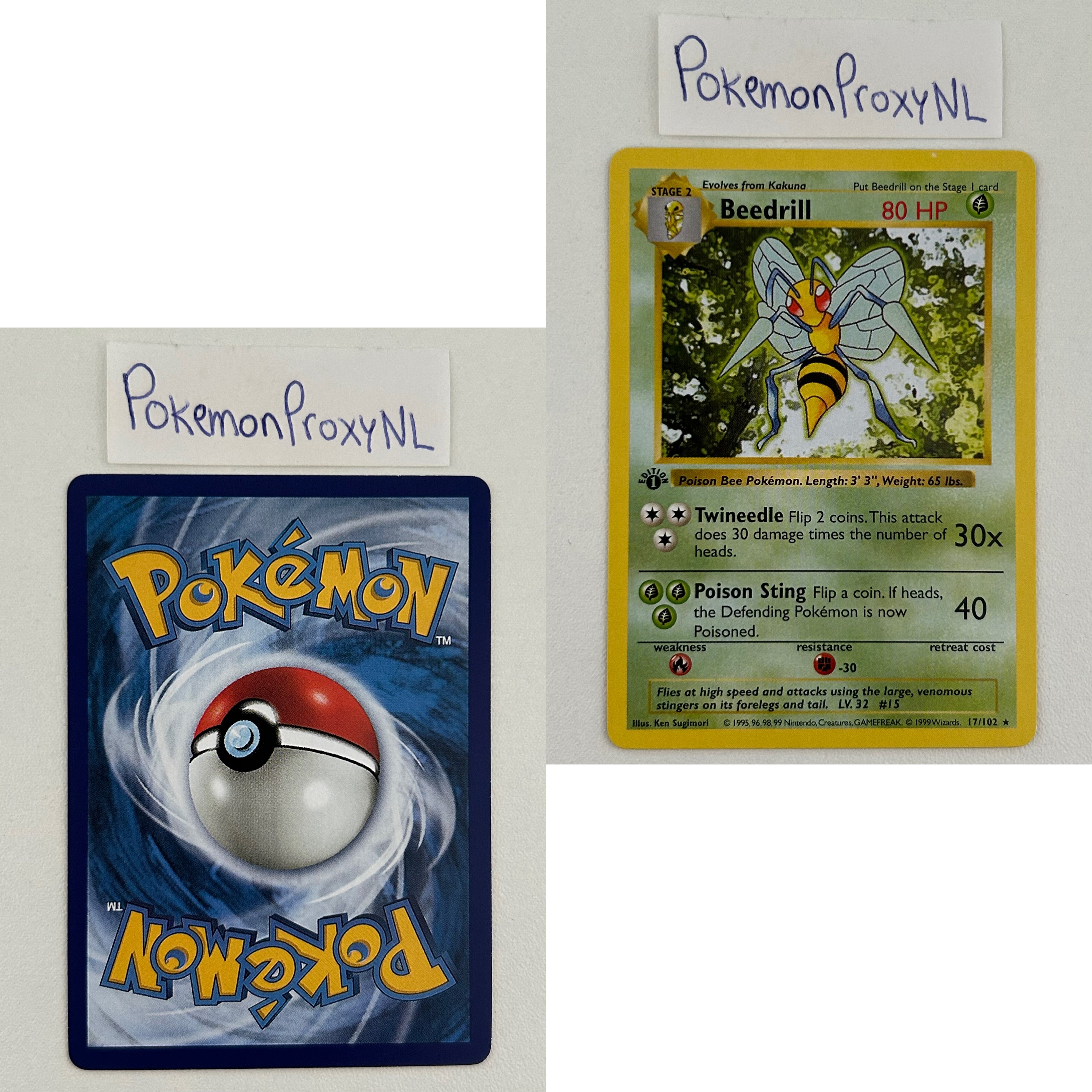 Base Set Set (first edition + shadowless) (BS) / 1/102 - 102/102 / 1999 / PROXY Pokémon TCG card(s)
