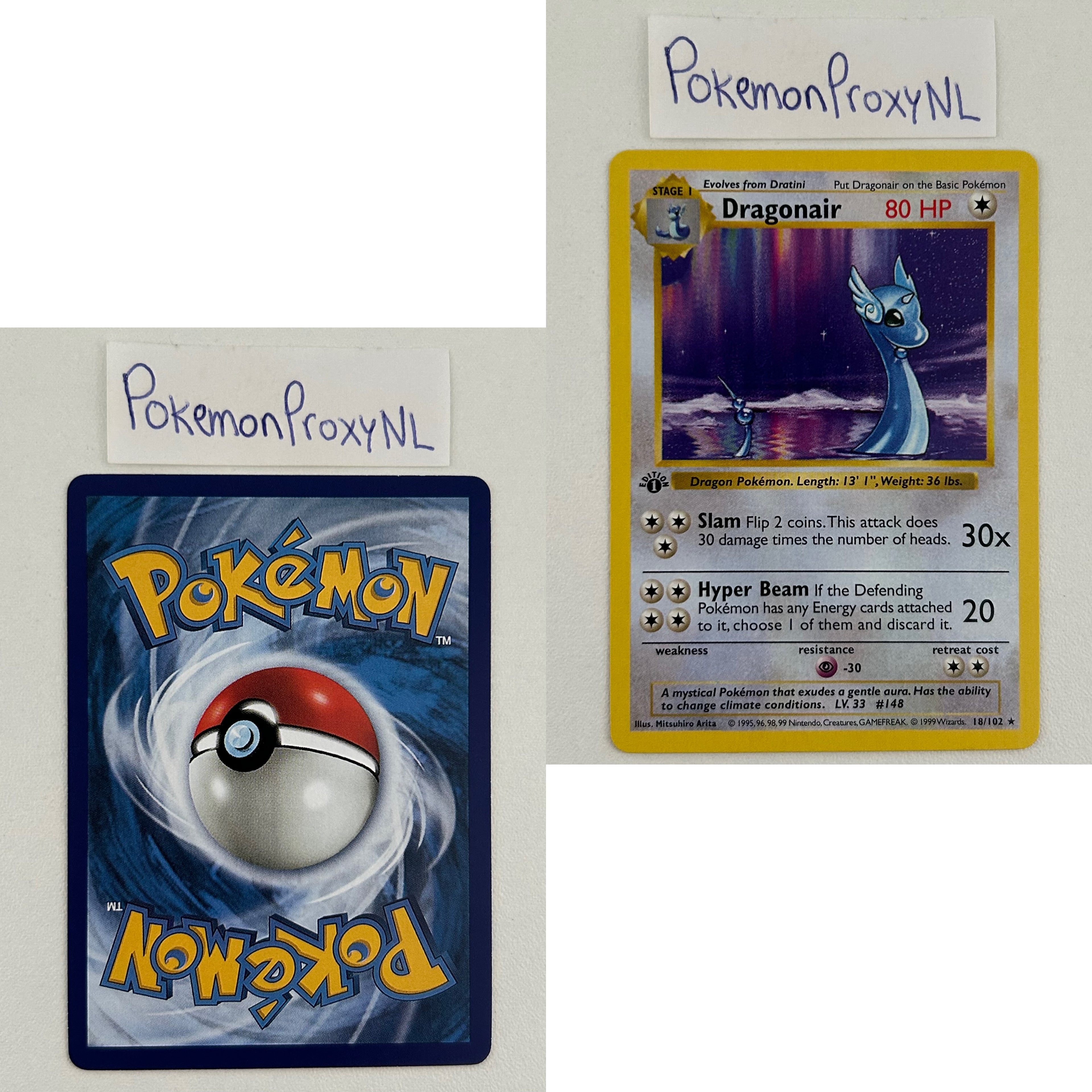 Base Set Set (first edition + shadowless) (BS) / 1/102 - 102/102 / 1999 / PROXY Pokémon TCG card(s)