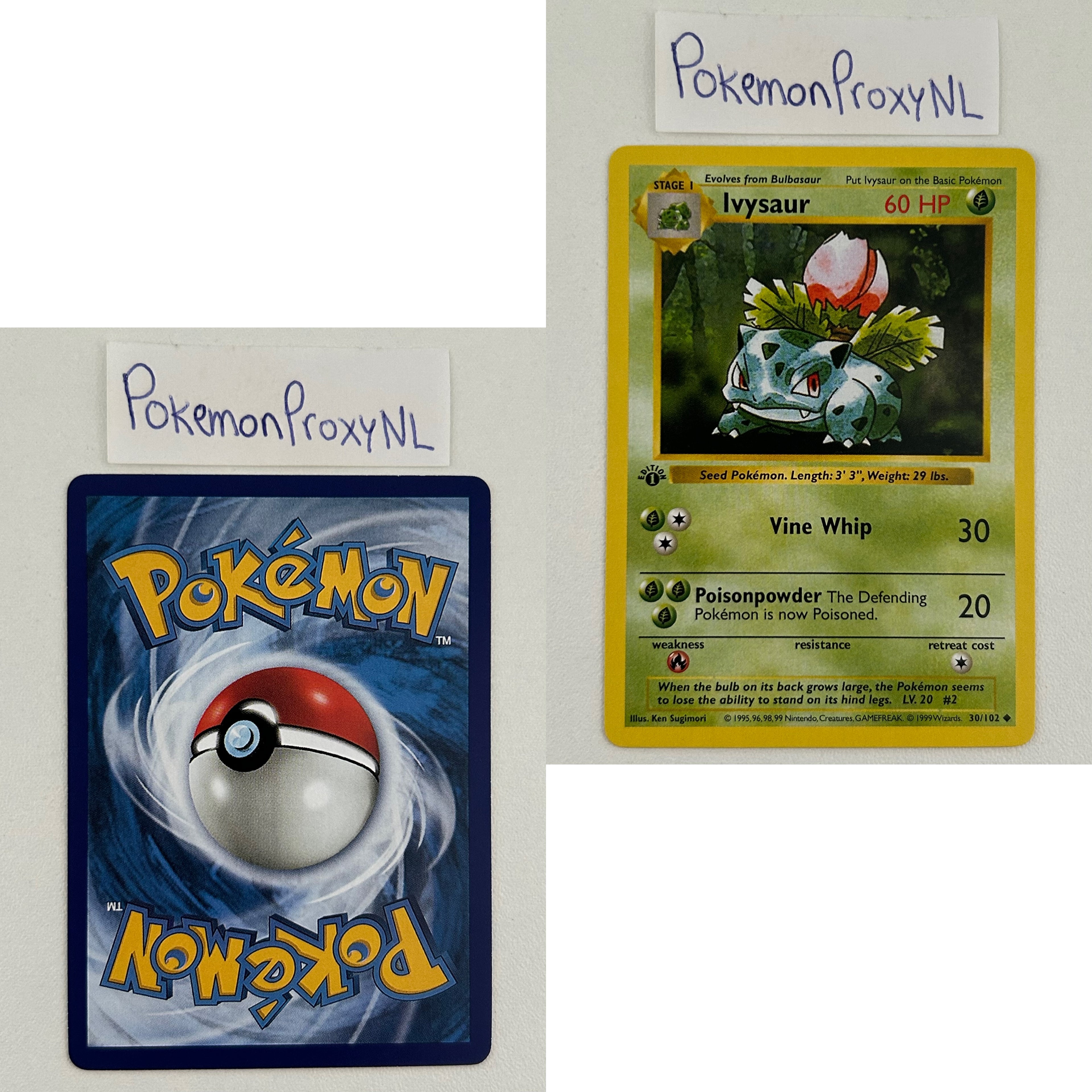 Base Set Set (first edition + shadowless) (BS) / 1/102 - 102/102 / 1999 / PROXY Pokémon TCG card(s)