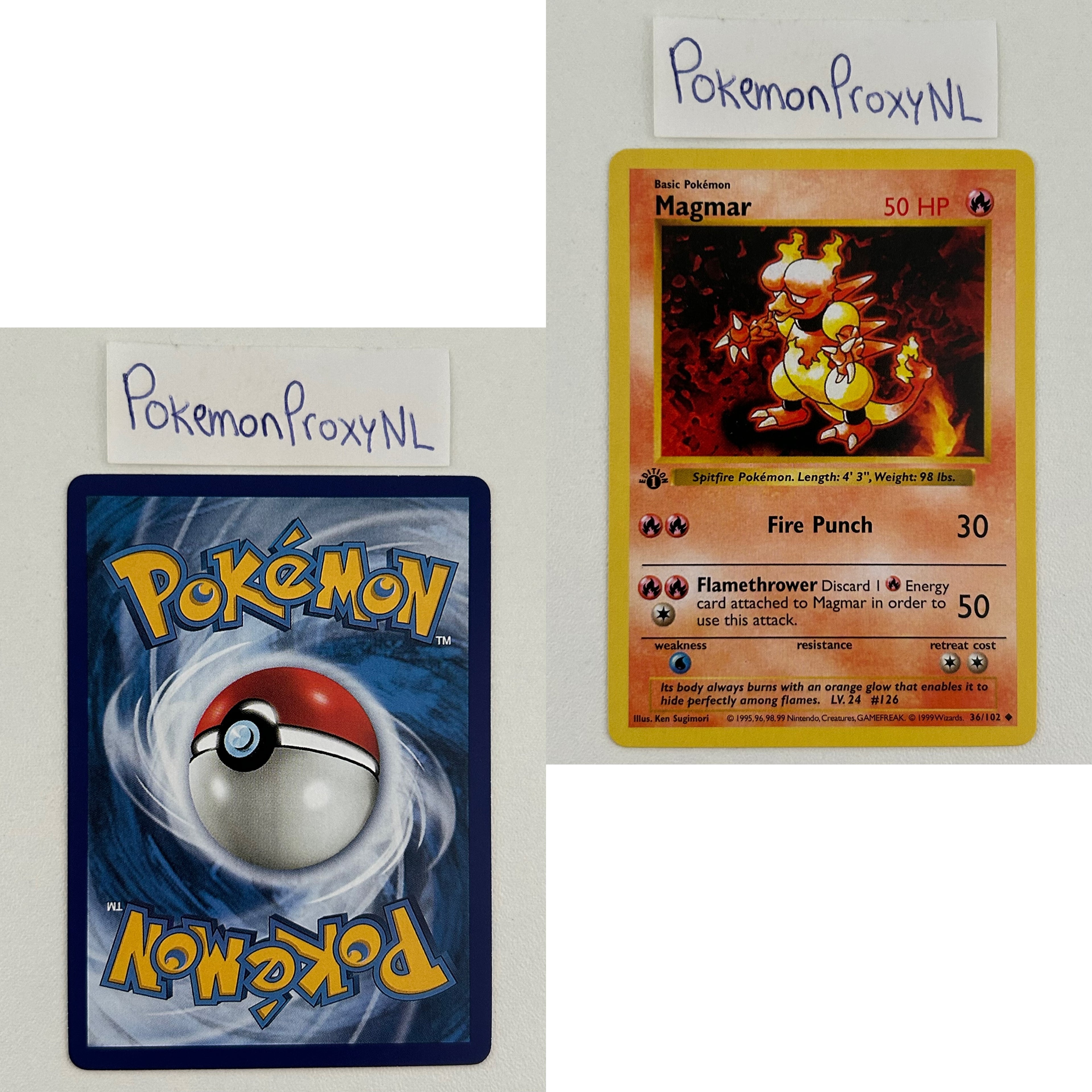 Base Set Set (first edition + shadowless) (BS) / 1/102 - 102/102 / 1999 / PROXY Pokémon TCG card(s)