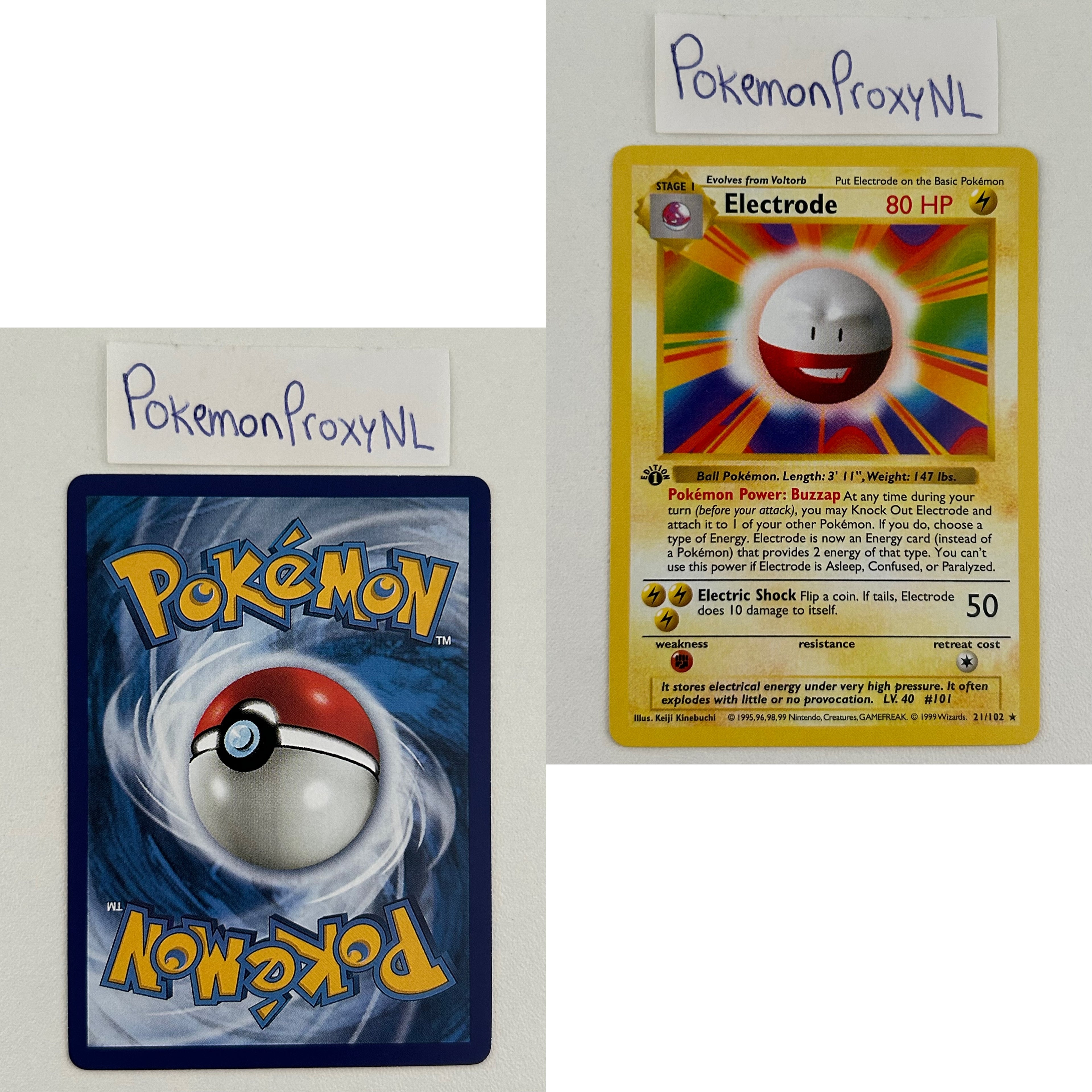 Base Set Set (first edition + shadowless) (BS) / 1/102 - 102/102 / 1999 / PROXY Pokémon TCG card(s)