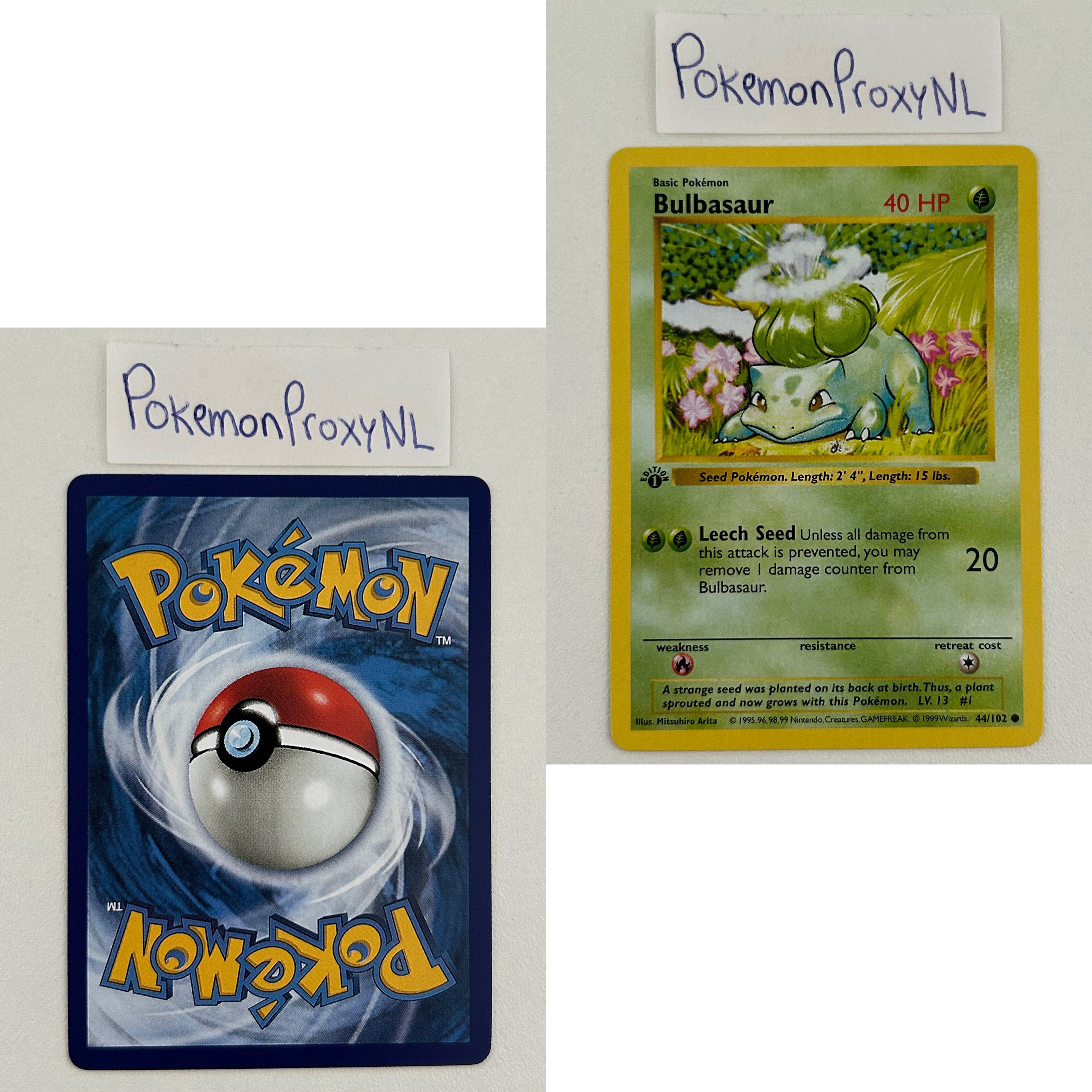 Base Set Set (first edition + shadowless) (BS) / 1/102 - 102/102 / 1999 / PROXY Pokémon TCG card(s)
