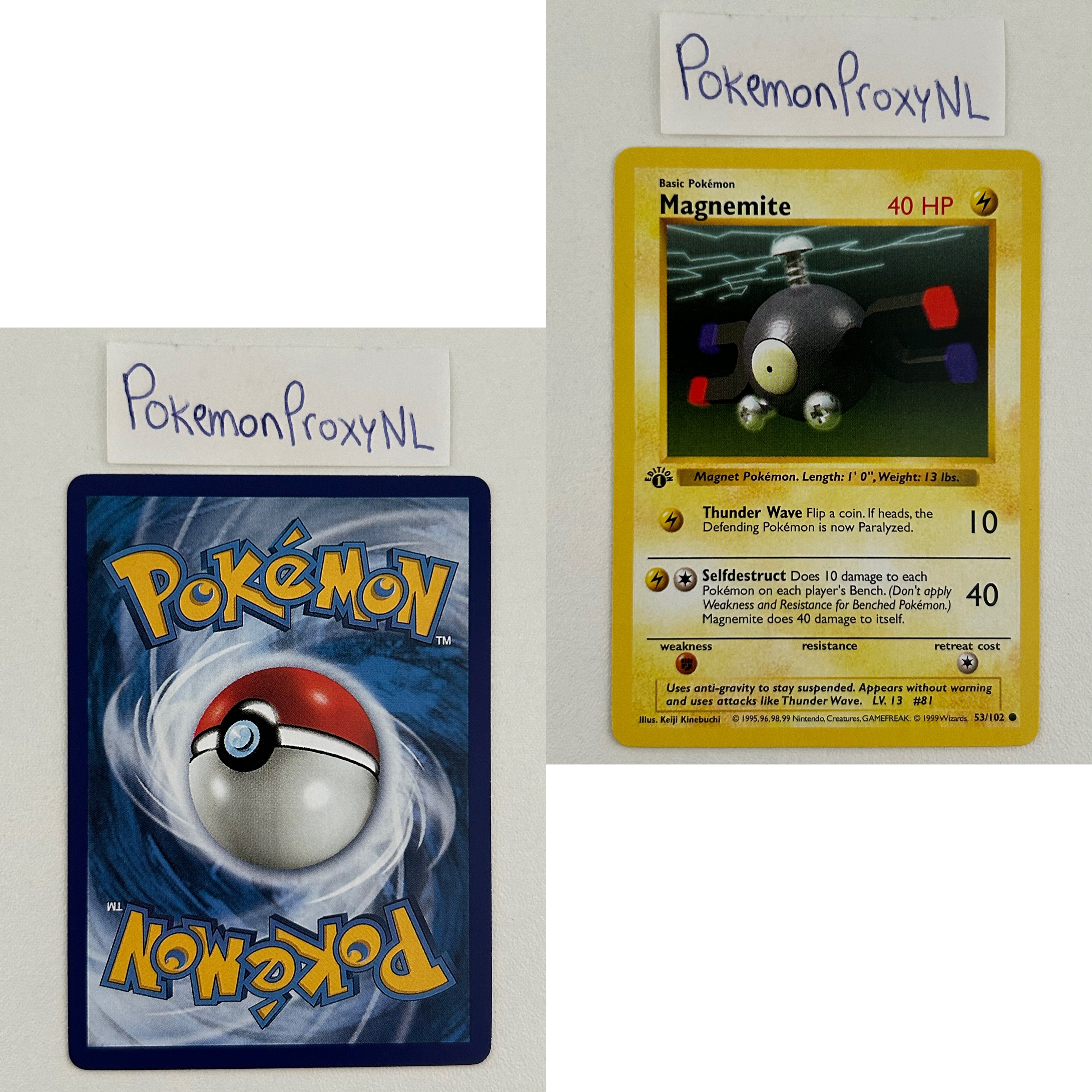Base Set Set (first edition + shadowless) (BS) / 1/102 - 102/102 / 1999 / PROXY Pokémon TCG card(s)