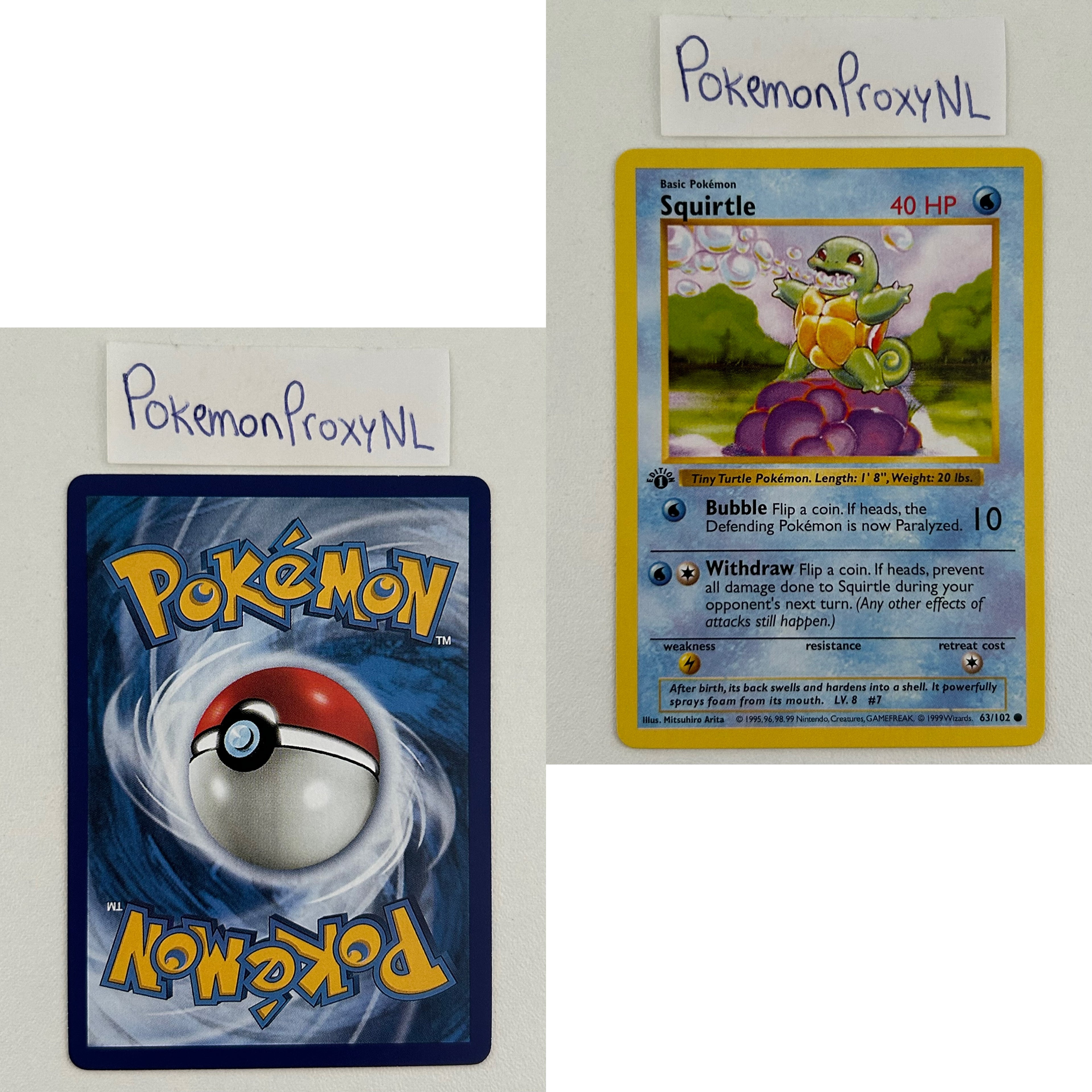 Base Set Set (first edition + shadowless) (BS) / 1/102 - 102/102 / 1999 / PROXY Pokémon TCG card(s)