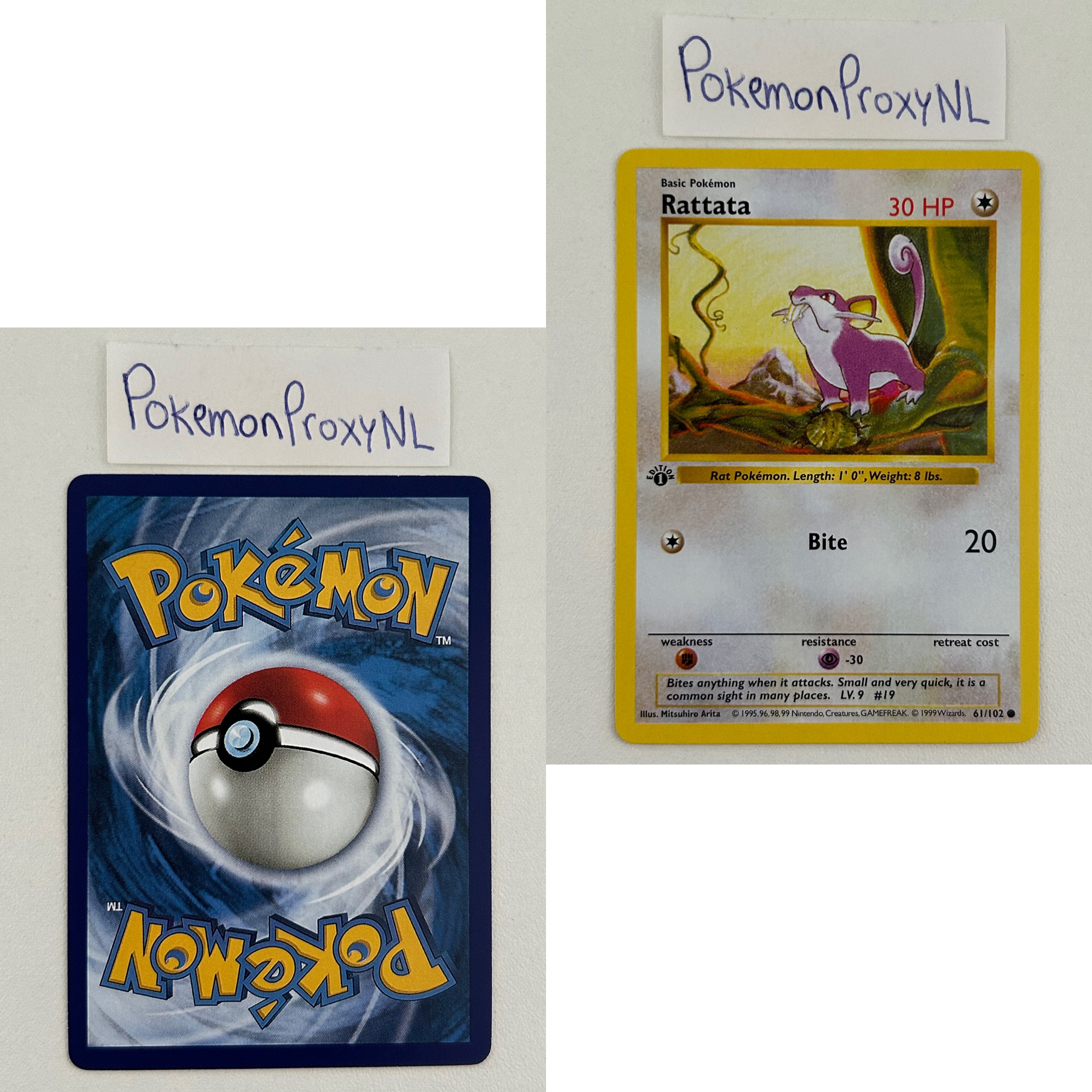 Base Set Set (first edition + shadowless) (BS) / 1/102 - 102/102 / 1999 / PROXY Pokémon TCG card(s)
