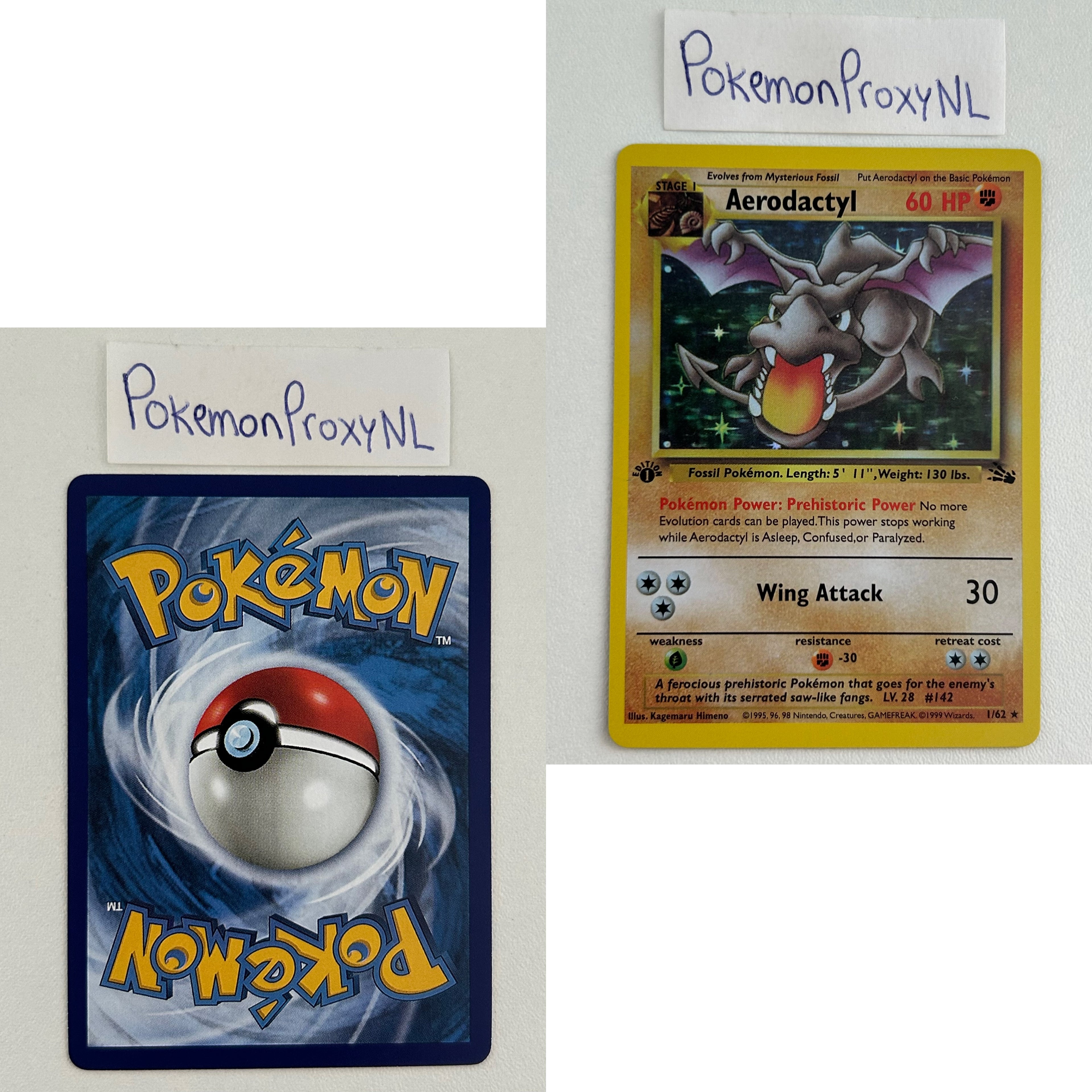 Fossil Set (first edition) (FO) / 1/62 - 62/62 / 1999 / PROXY Pokémon TCG card(s)