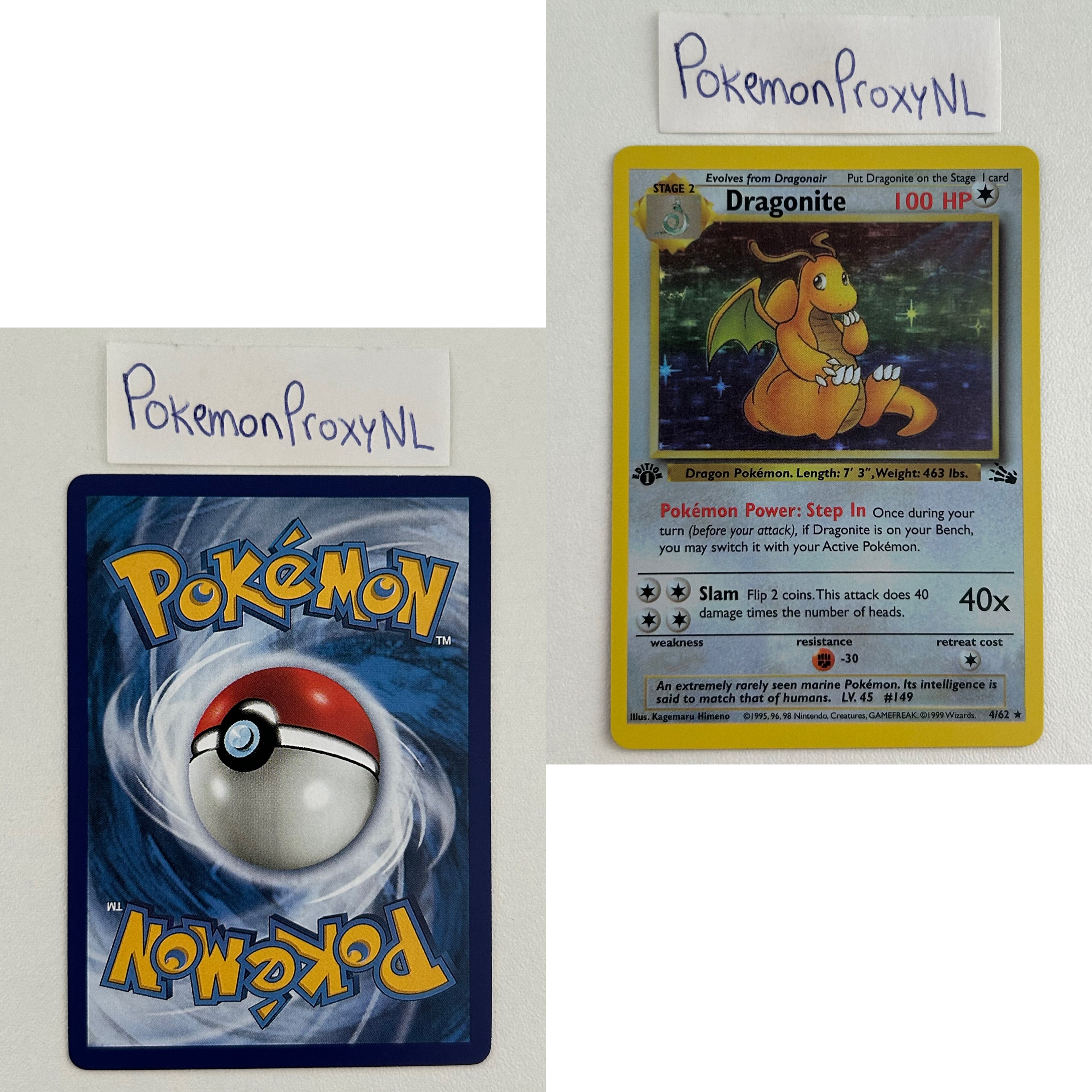Fossil Set (first edition) (FO) / 1/62 - 62/62 / 1999 / PROXY Pokémon TCG card(s)