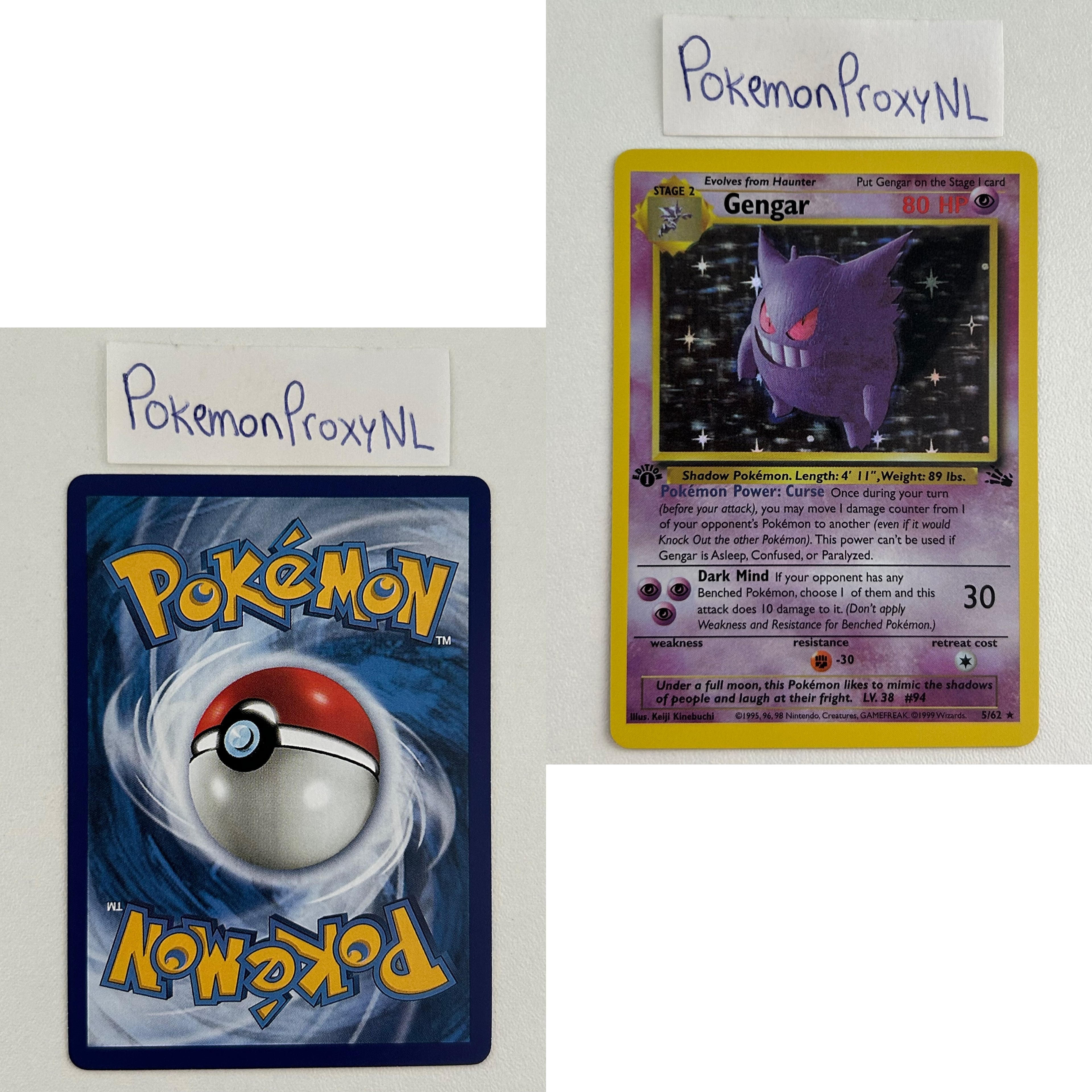 Fossil Set (first edition) (FO) / 1/62 - 62/62 / 1999 / PROXY Pokémon TCG card(s)