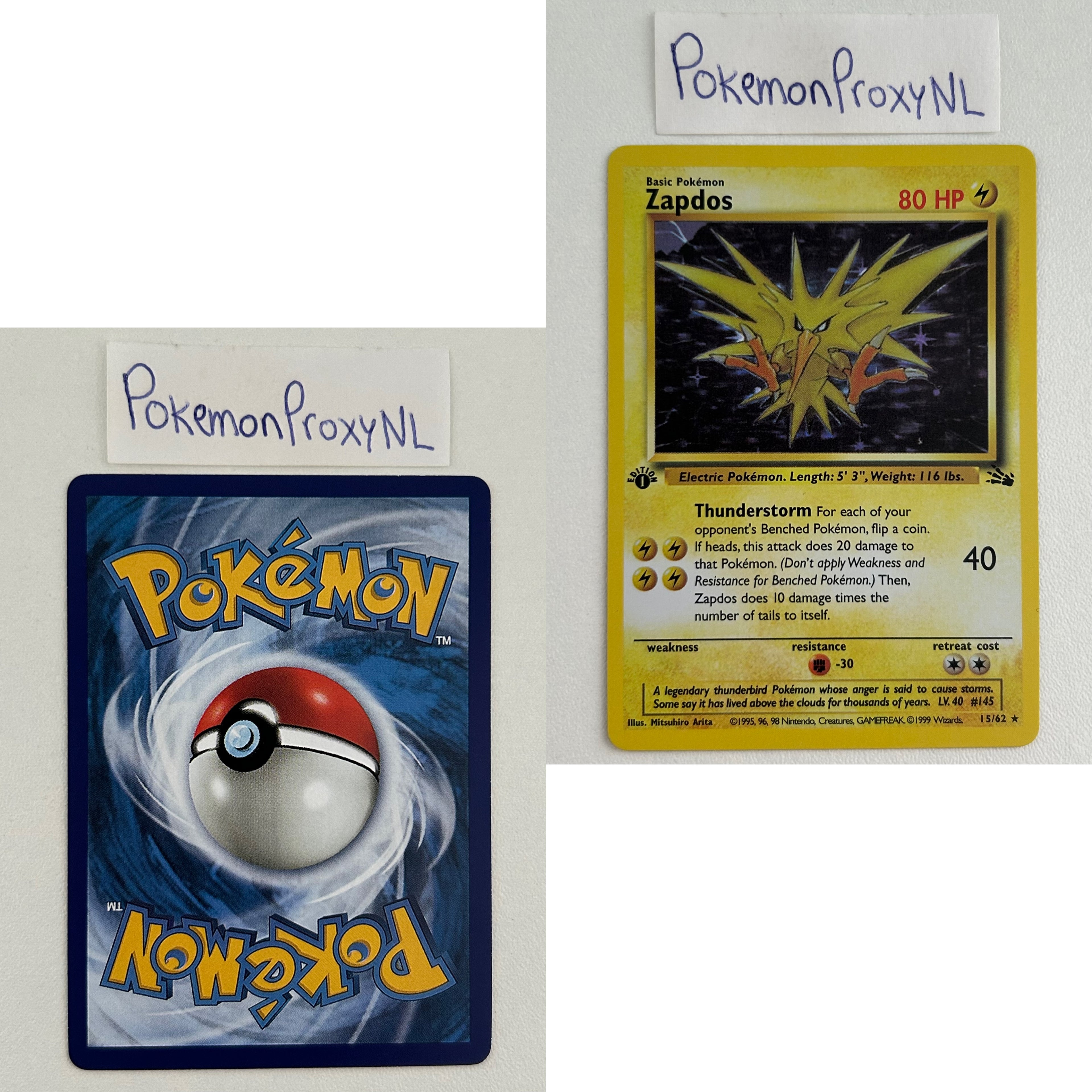 Fossil Set (first edition) (FO) / 1/62 - 62/62 / 1999 / PROXY Pokémon TCG card(s)