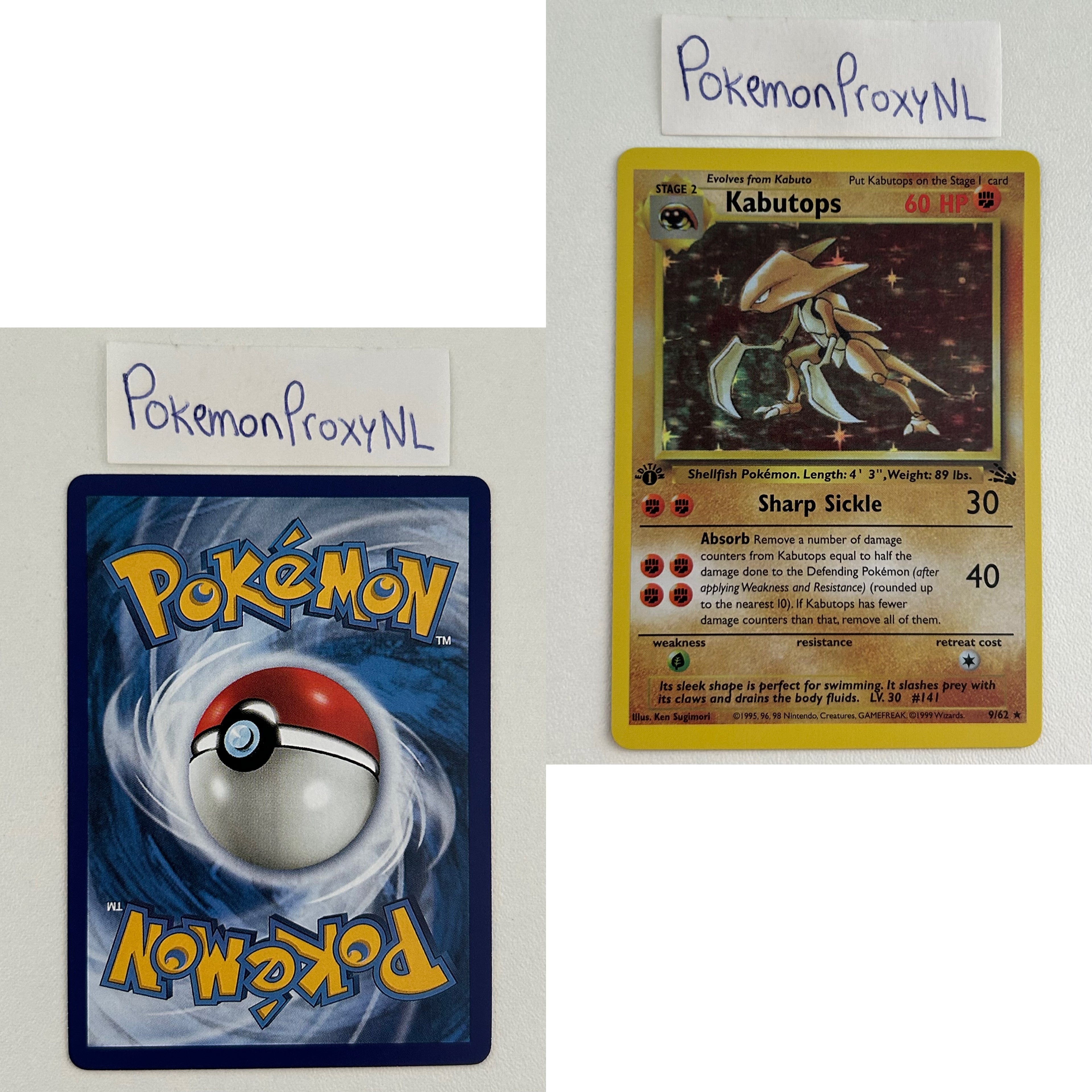 Fossil Set (first edition) (FO) / 1/62 - 62/62 / 1999 / PROXY Pokémon TCG card(s)