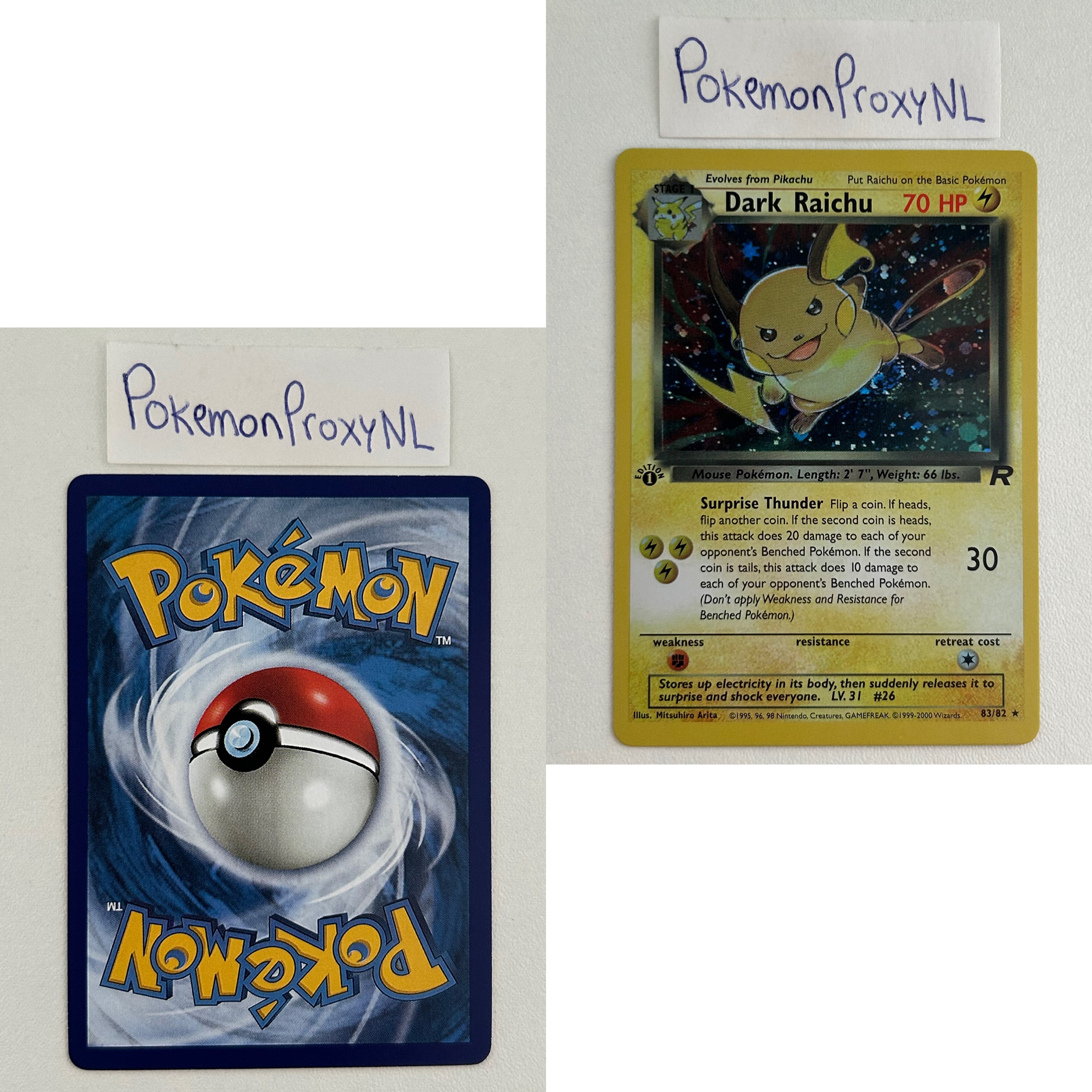 Team Rocket Set (first edition) (RO) / 1/82 - 83/82 / 1999 / PROXY Pokémon TCG card(s)