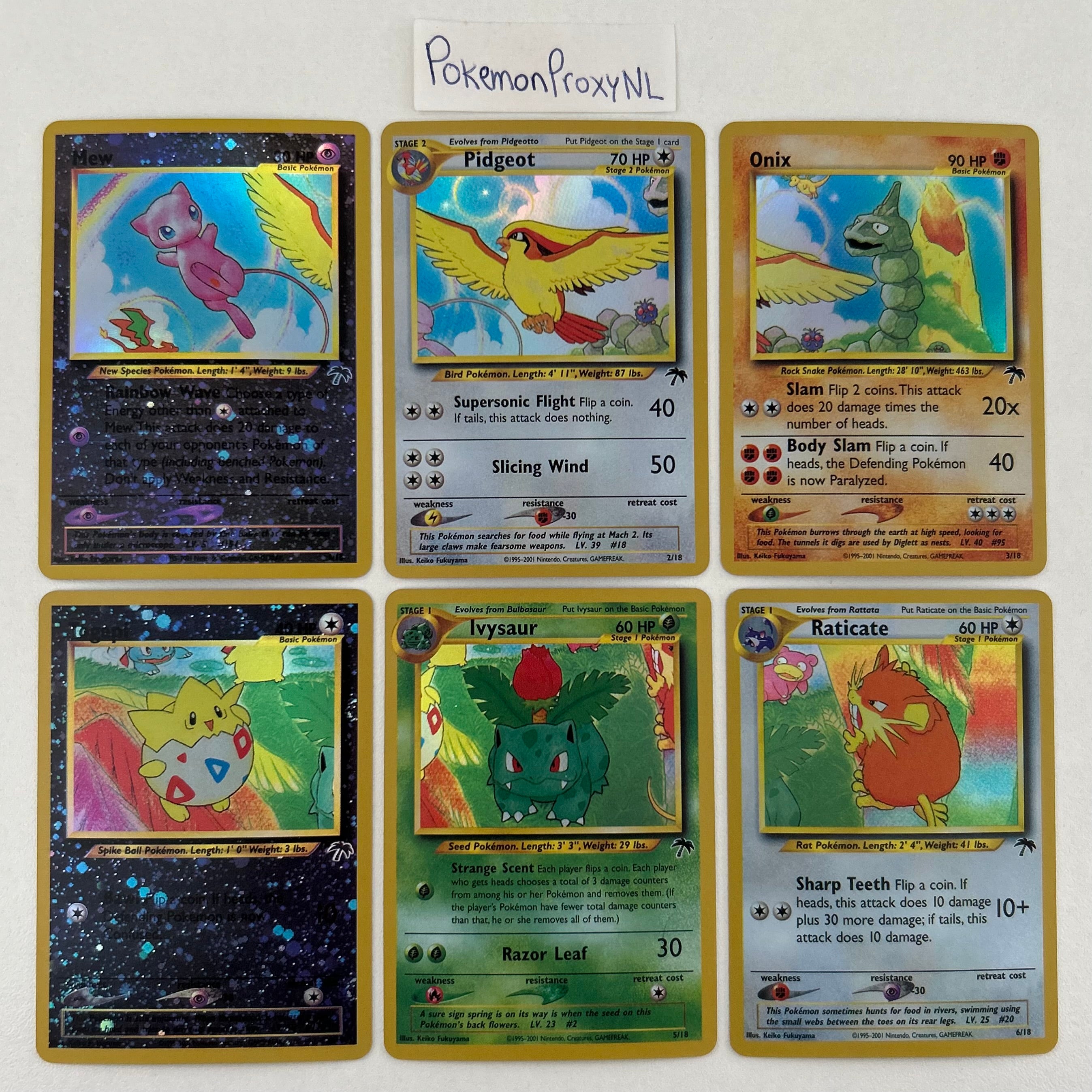 Complete set: Southern Island Set (SI) / 1/18 - 18/18 / 2001 / PROXY Pokémon TCG card(s)
