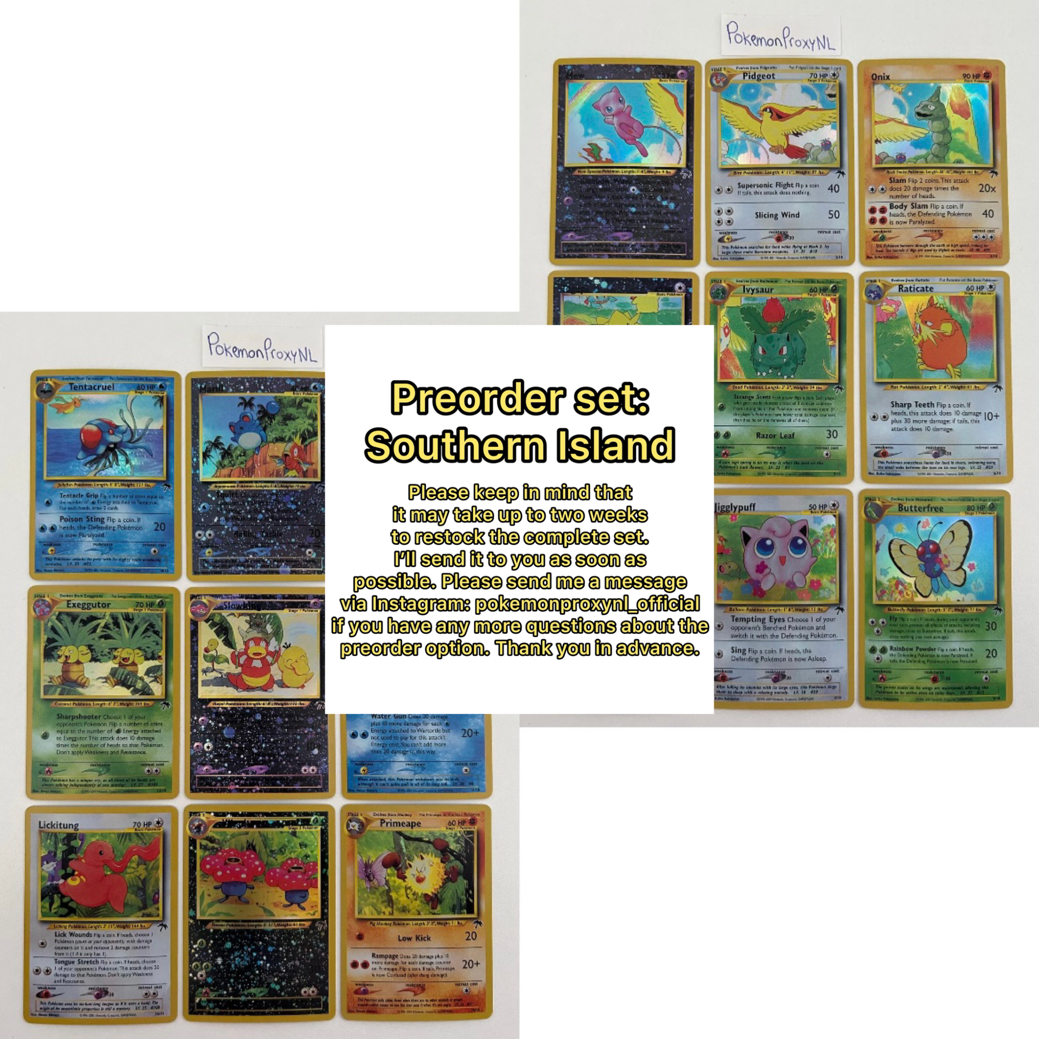 Complete set: Southern Island Set (SI) / 1/18 - 18/18 / 2001 / PROXY Pokémon TCG card(s)