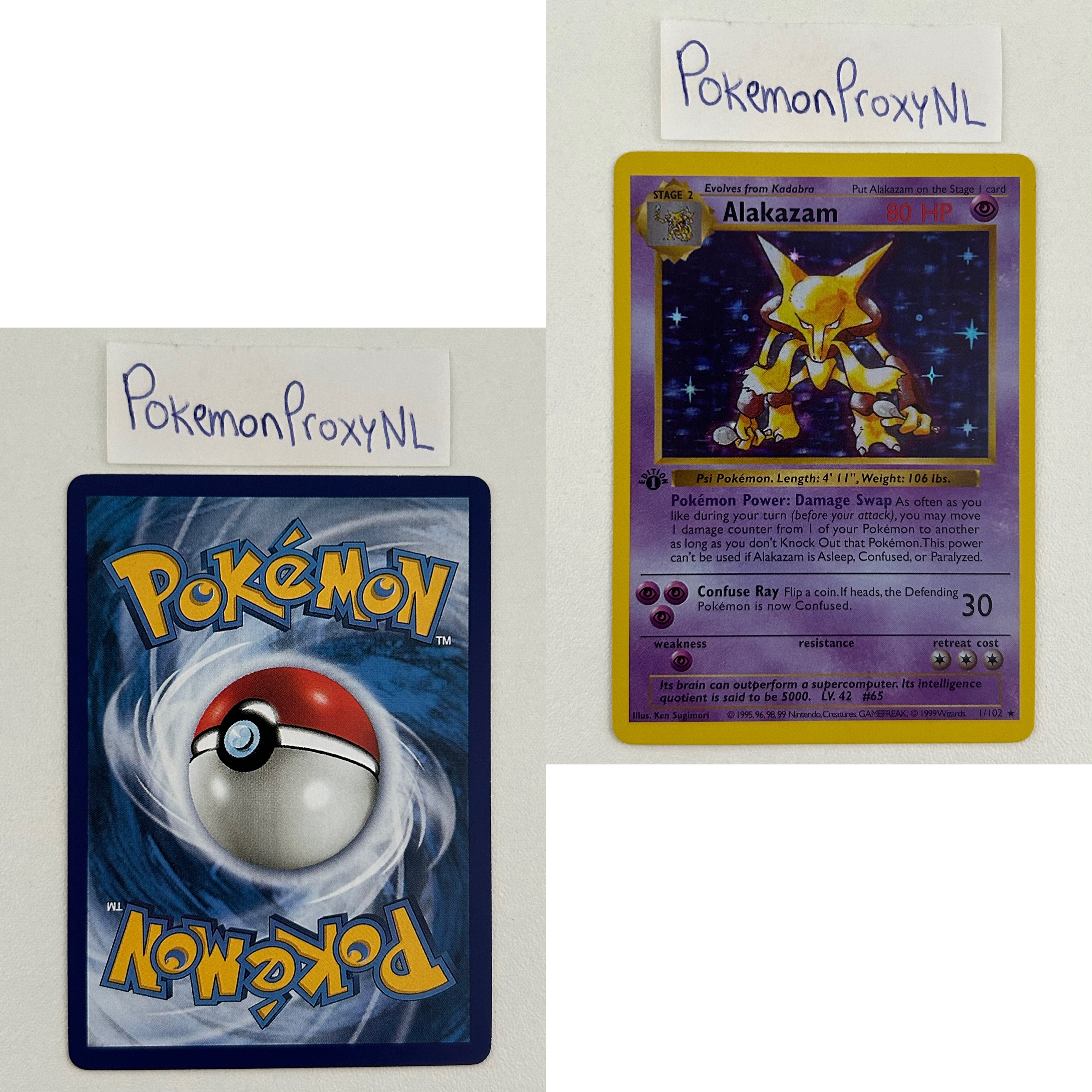 Base Set Set (first edition + shadowless) (BS) / 1/102 - 102/102 / 1999 / PROXY Pokémon TCG card(s)