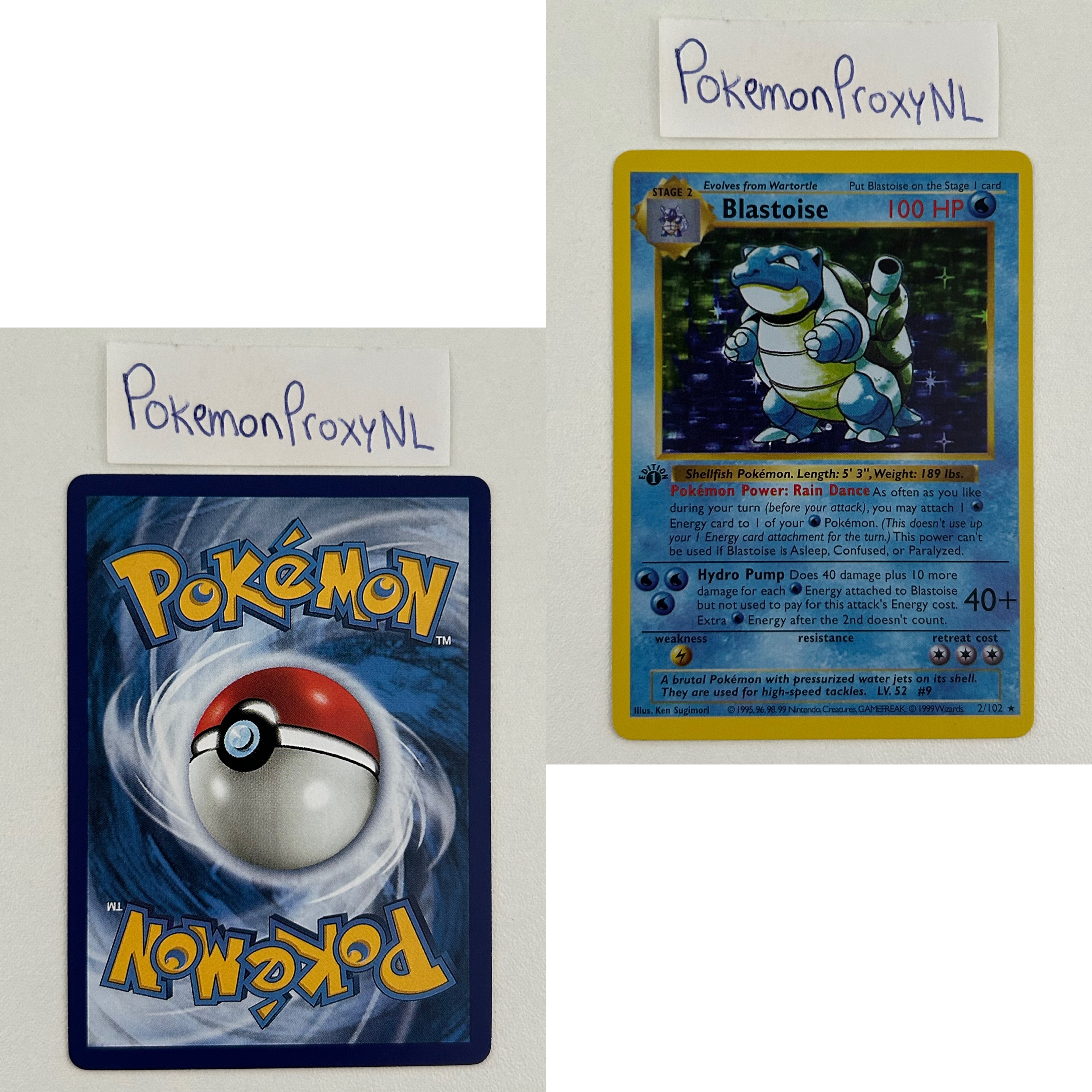 Base Set Set (first edition + shadowless) (BS) / 1/102 - 102/102 / 1999 / PROXY Pokémon TCG card(s)