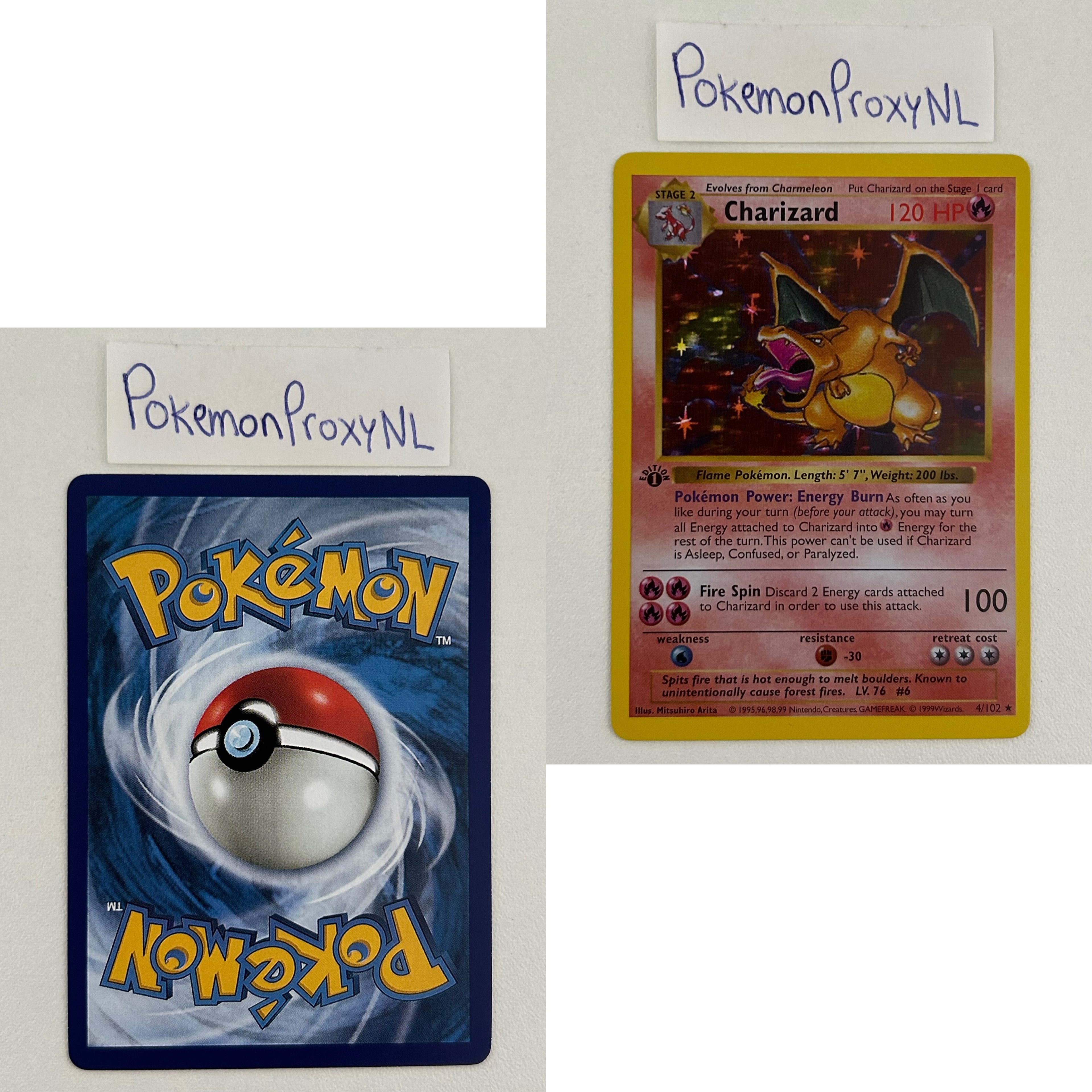 Base Set Set (first edition + shadowless) (BS) / 1/102 - 102/102 / 1999 / PROXY Pokémon TCG card(s)