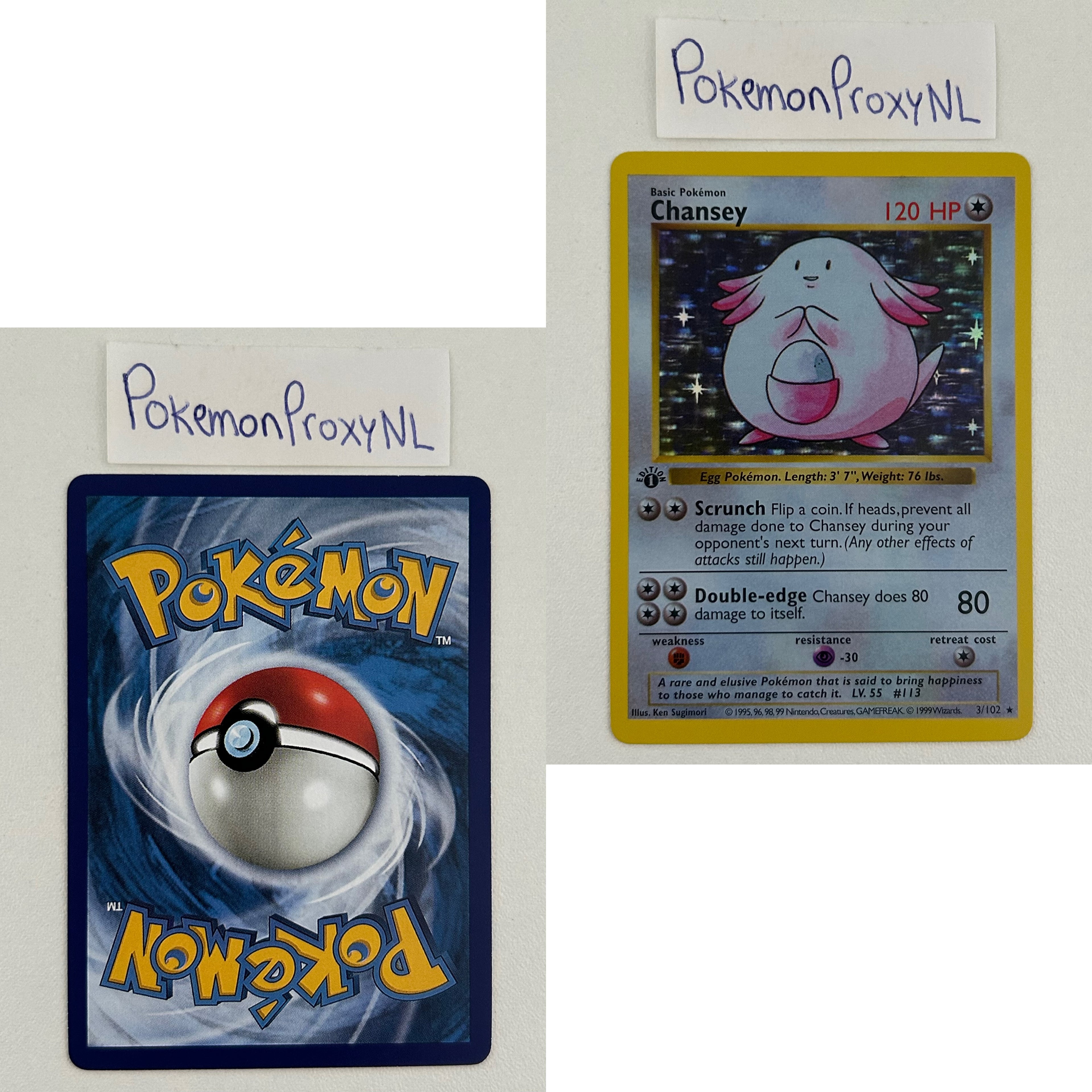 Base Set Set (first edition + shadowless) (BS) / 1/102 - 102/102 / 1999 / PROXY Pokémon TCG card(s)